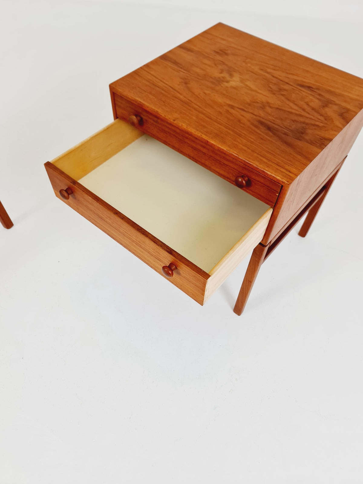 Rare Swedish MidCentury teak nightstands / bedside tables, Designed By Engström Myrstraad Model Casino 1960s