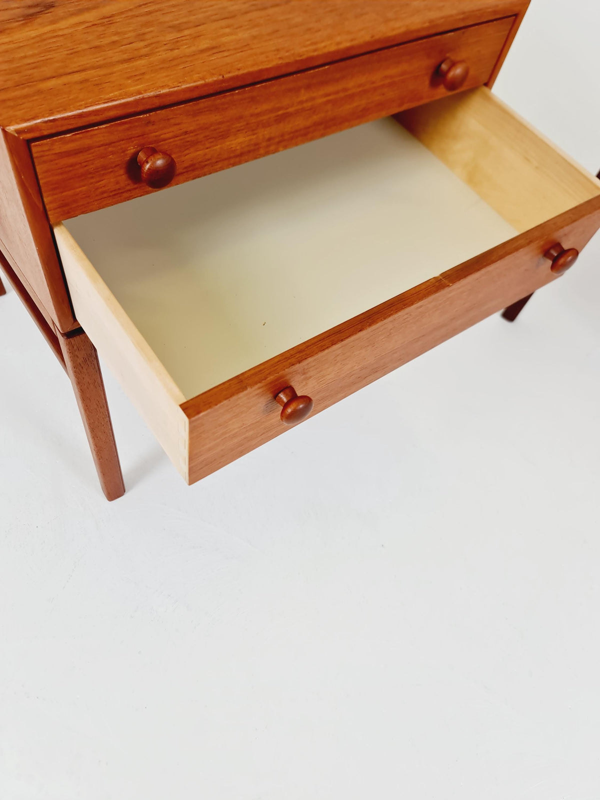 Rare Swedish MidCentury teak nightstands / bedside tables, Designed By Engström Myrstraad Model Casino 1960s