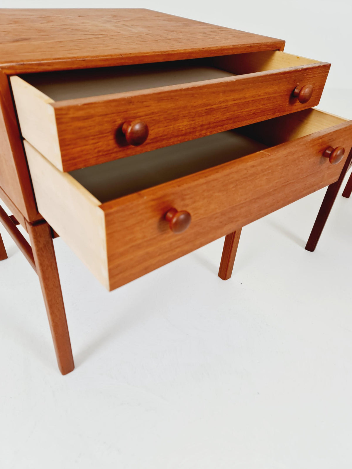 Rare Swedish MidCentury teak nightstands / bedside tables, Designed By Engström Myrstraad Model Casino 1960s