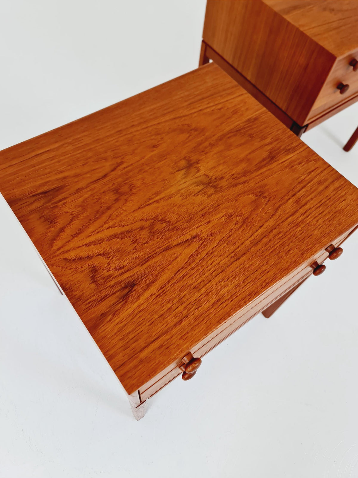 Rare Swedish MidCentury teak nightstands / bedside tables, Designed By Engström Myrstraad Model Casino 1960s