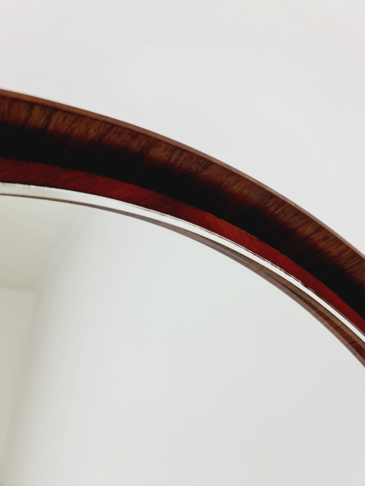 Mid Century round teak wall mirror from the 60s