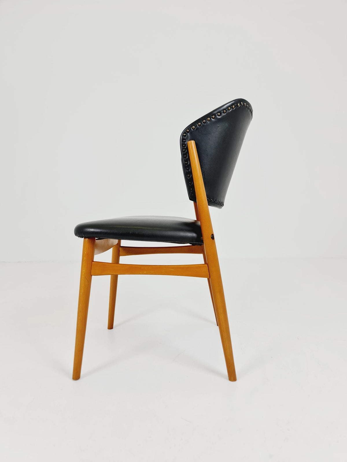 Mid Century German beechwood and faux lether chair by casala , 1960s