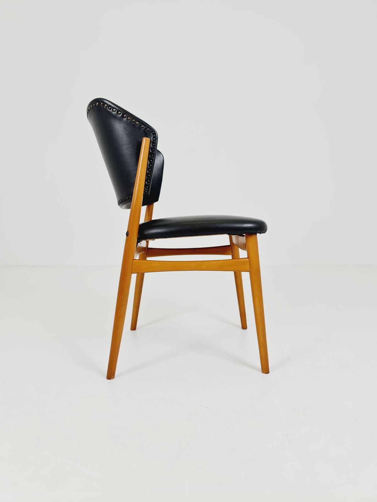 Mid Century German beechwood and faux lether chair by casala , 1960s