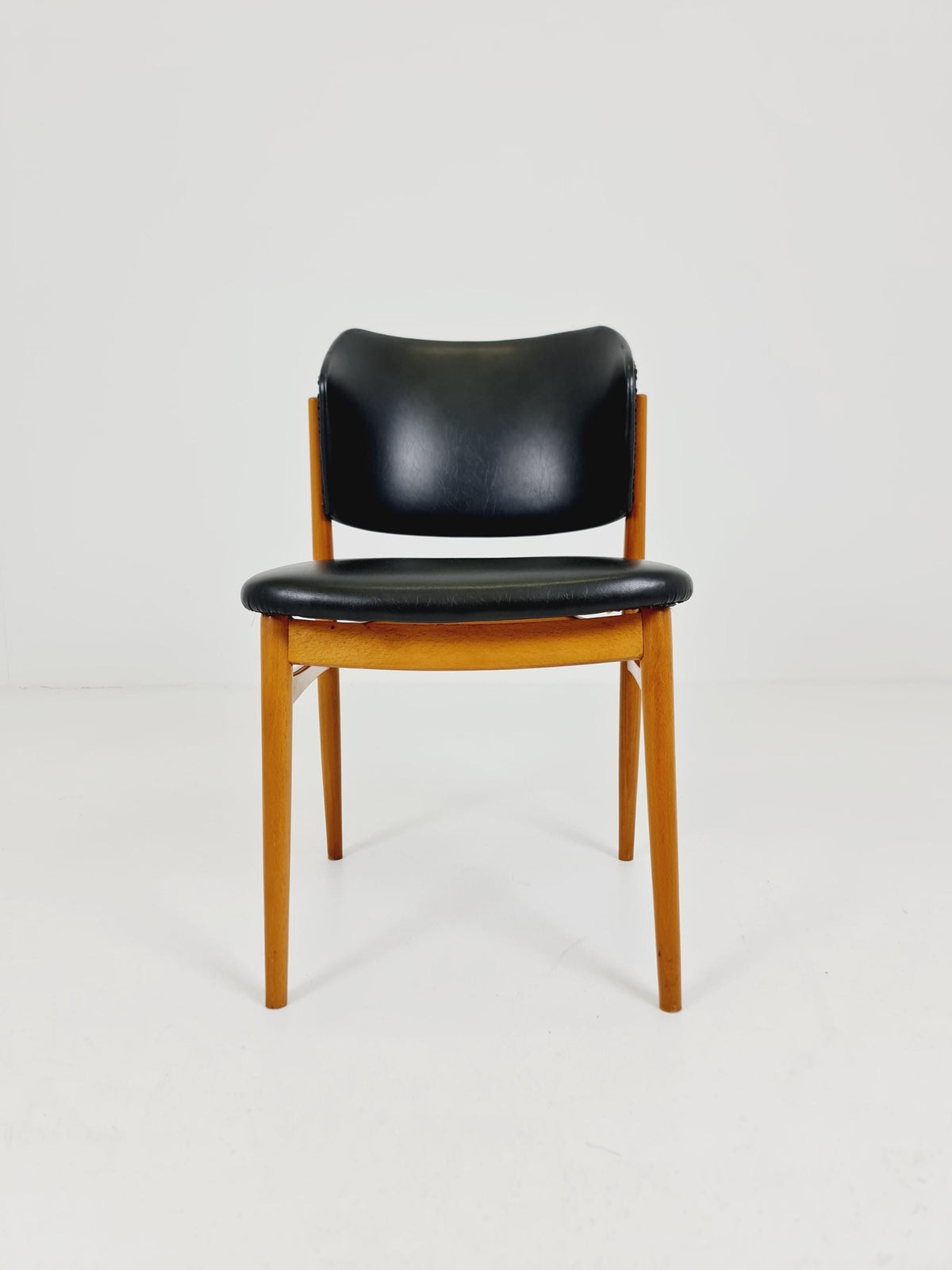 Mid Century German beechwood and faux lether chair by casala , 1960s