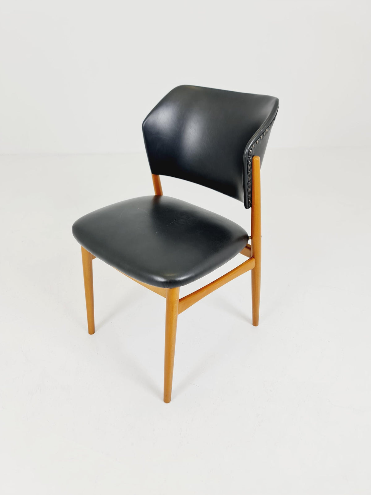 Mid Century German beechwood and faux lether chair by casala , 1960s