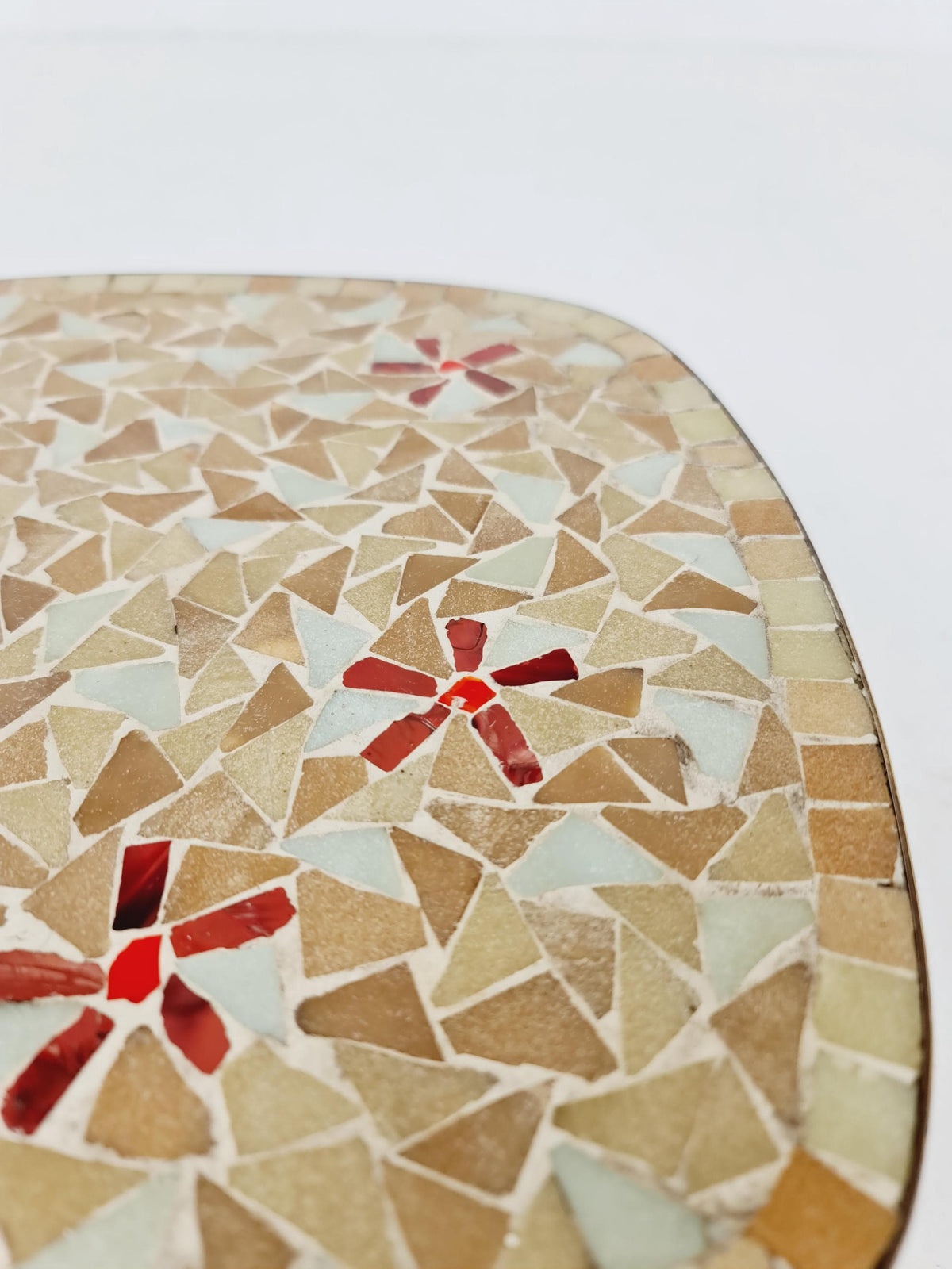 Unique mosaic & solid brass Sidetable by Opal west Germany, 1950s