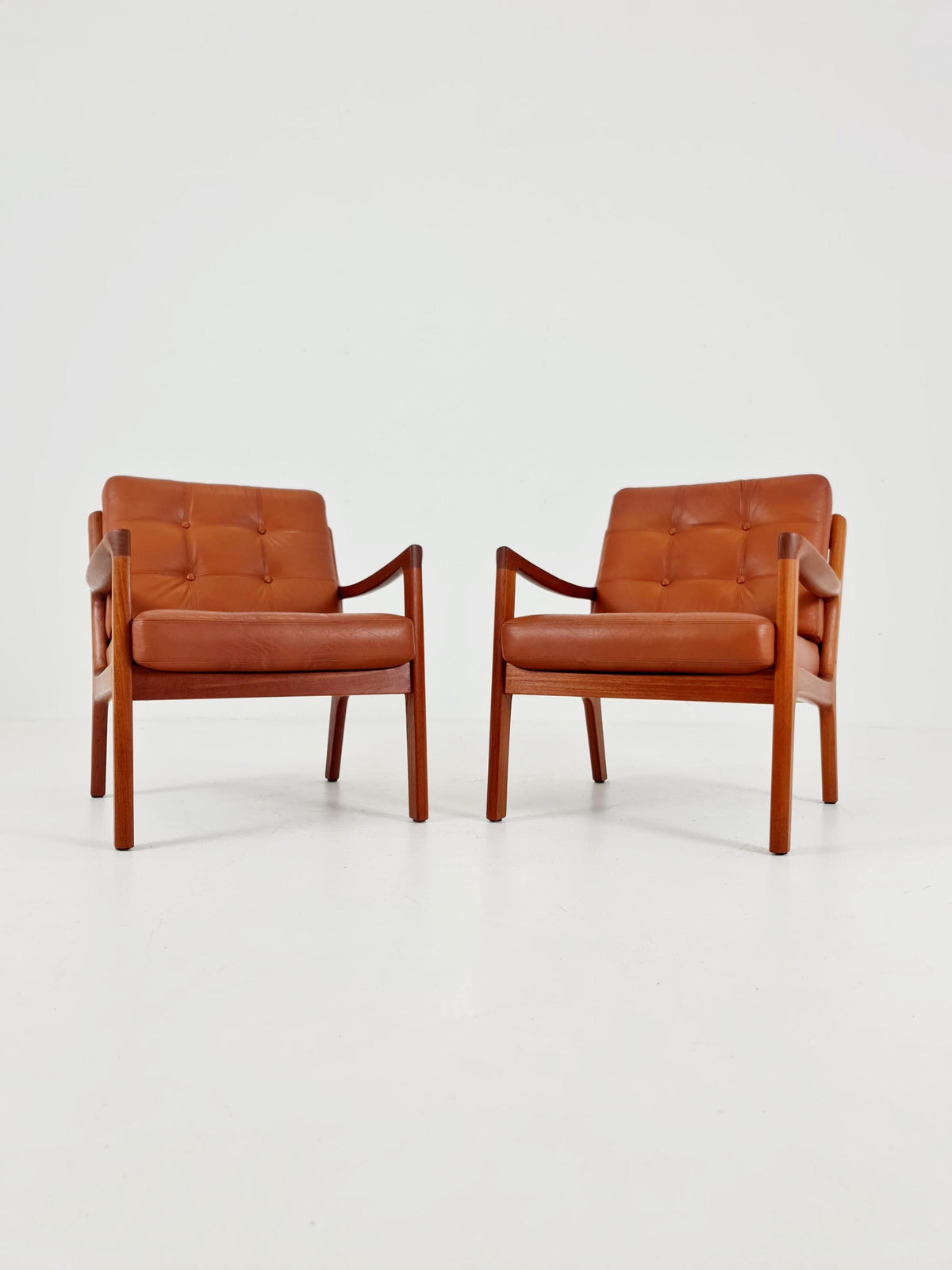Mid-century Rare Danish teak lounge chair/ Easy chair by Ole Wanscher for France &Son , 1960s Set of 2
