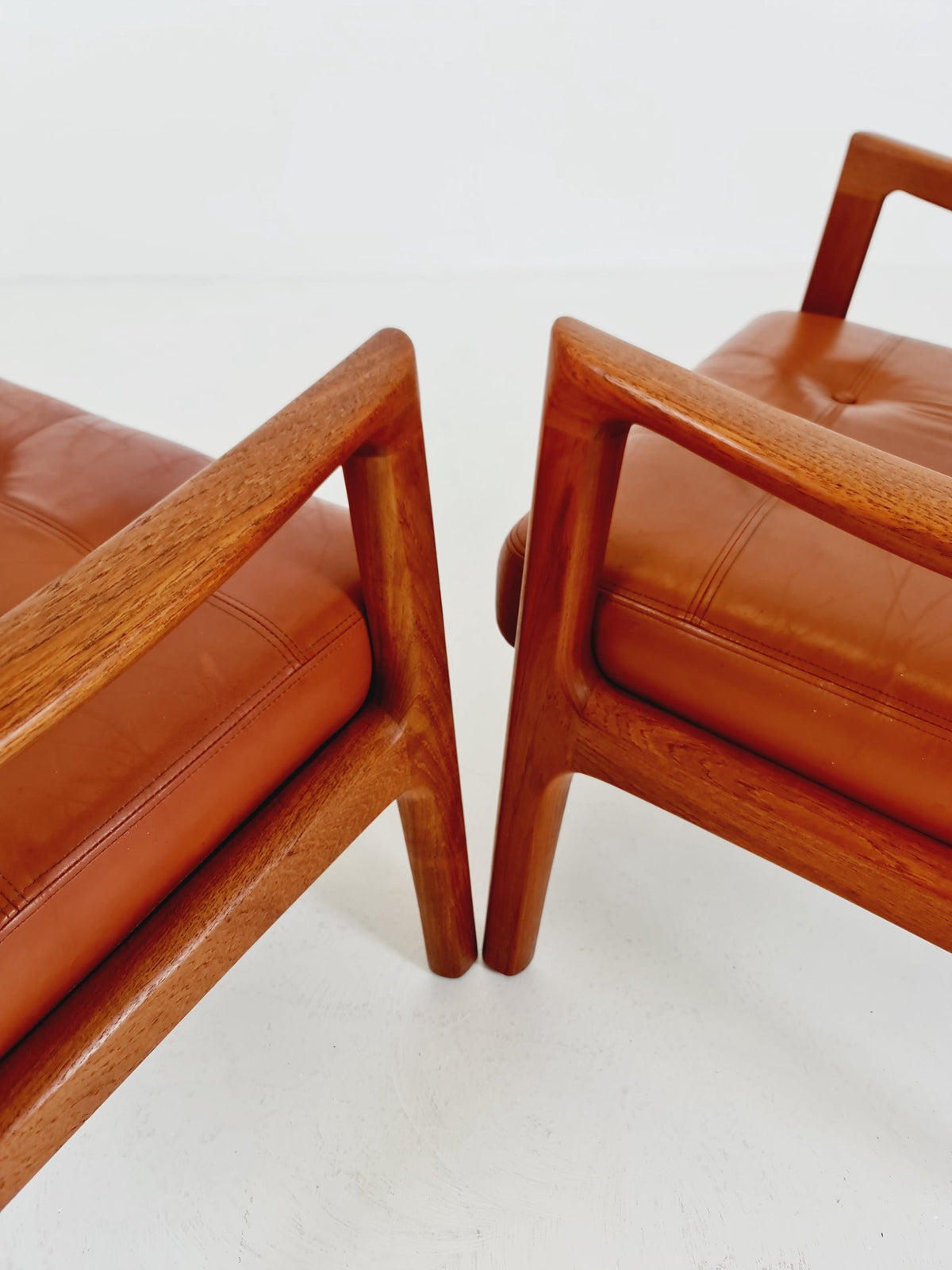 Mid-century Rare Danish teak lounge chair/ Easy chair by Ole Wanscher for France &Son , 1960s Set of 2