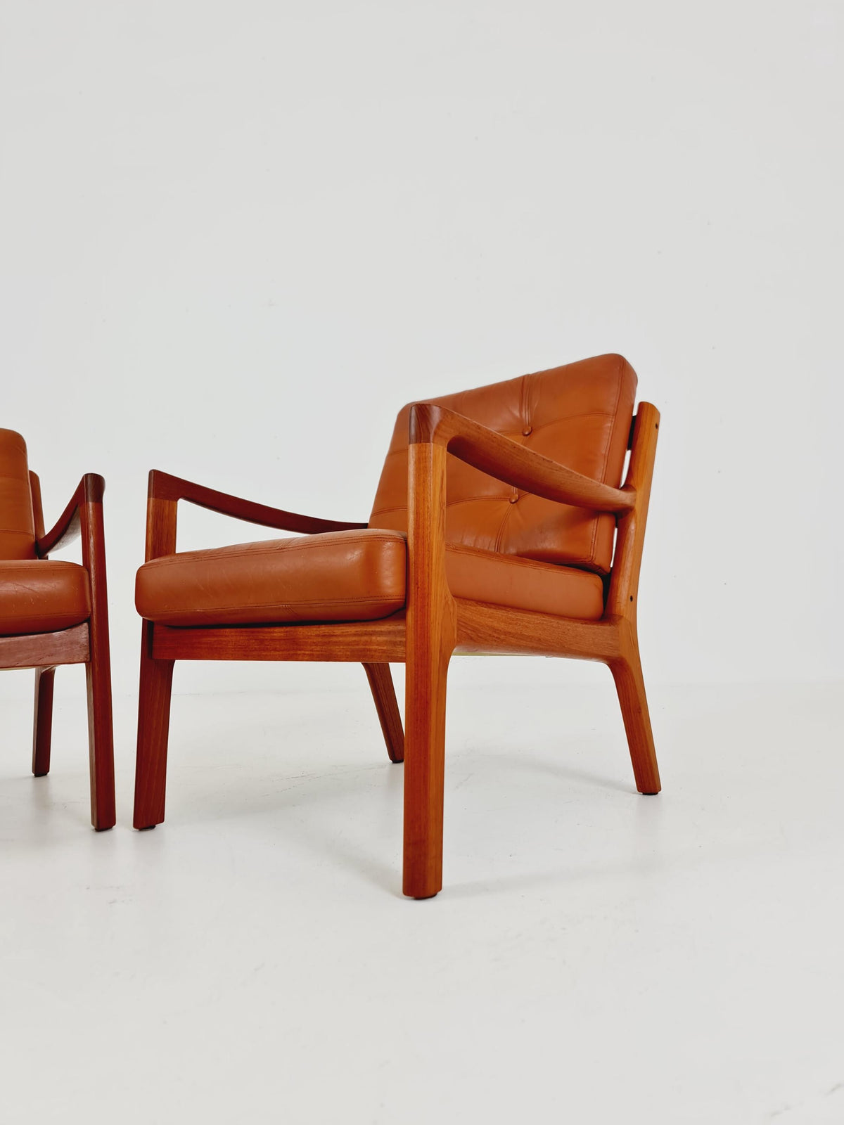 Mid-century Rare Danish teak lounge chair/ Easy chair by Ole Wanscher for France &Son , 1960s Set of 2