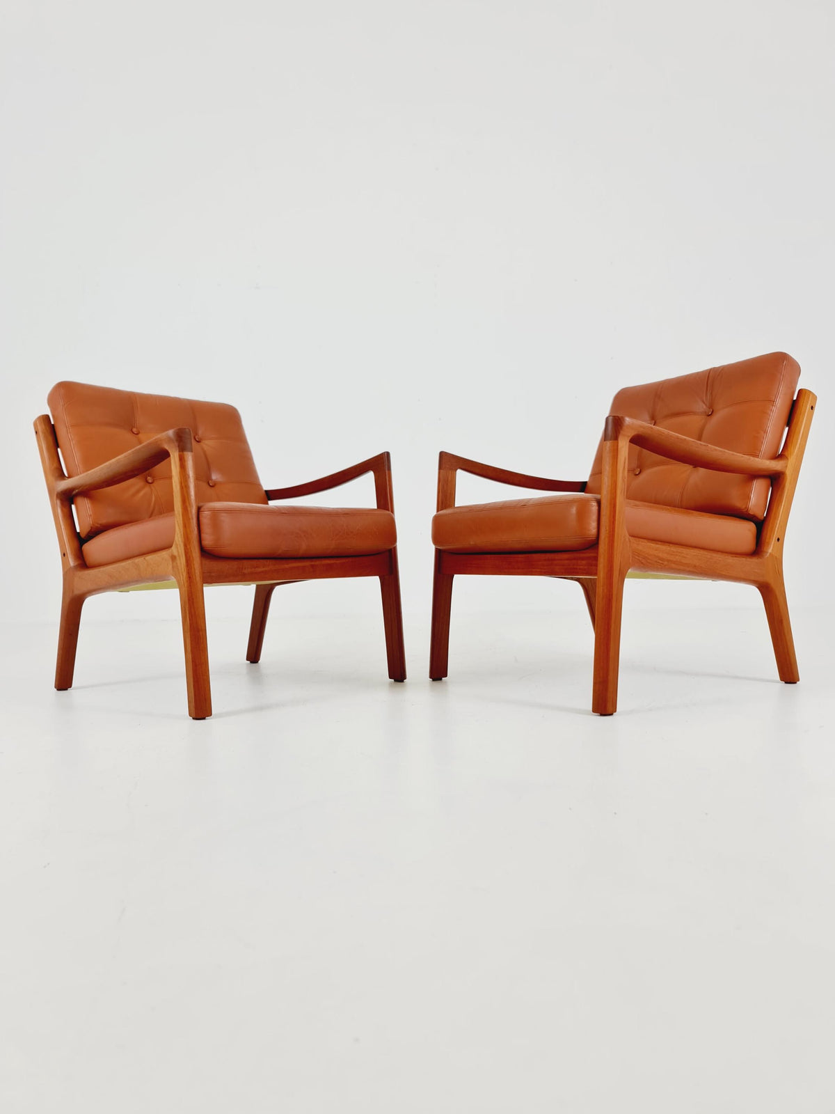 Mid-century Rare Danish teak lounge chair/ Easy chair by Ole Wanscher for France &Son , 1960s Set of 2