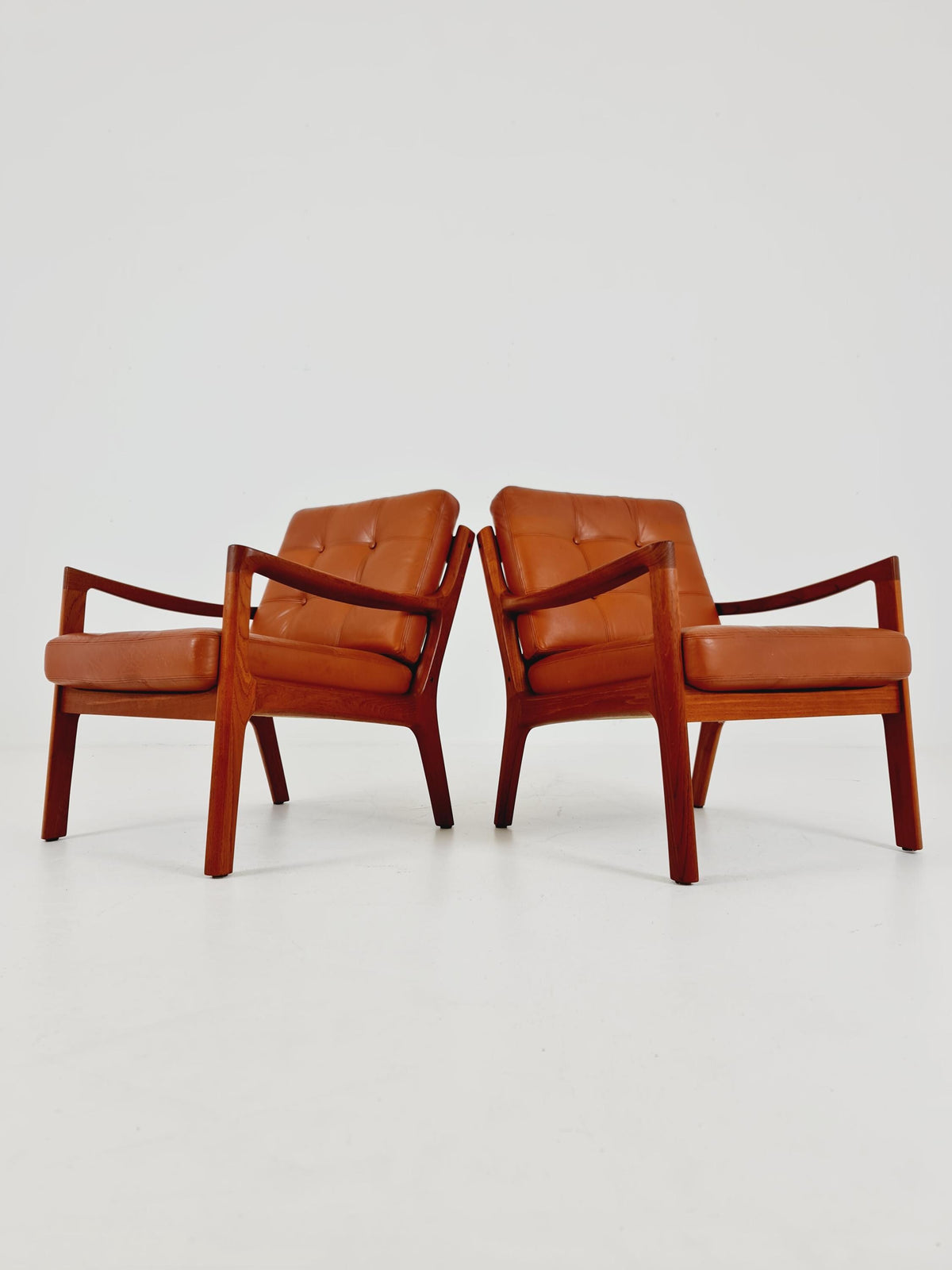 Mid-century Rare Danish teak lounge chair/ Easy chair by Ole Wanscher for France &Son , 1960s Set of 2