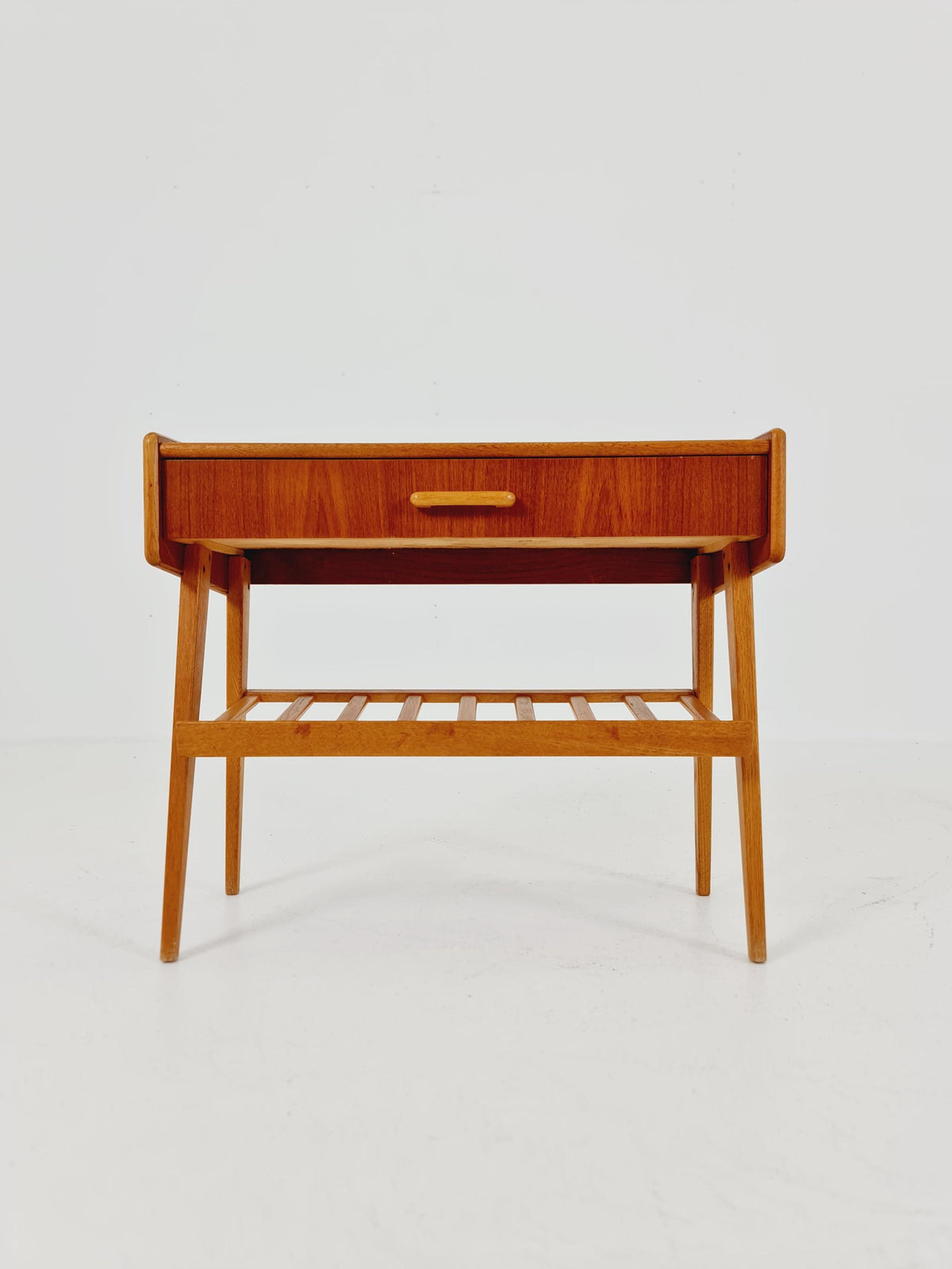 Rare big Midcentury Danish teak Vintage Side table/ Bedside table by Olholm Möbelfabrik, Denmark, 1960s,