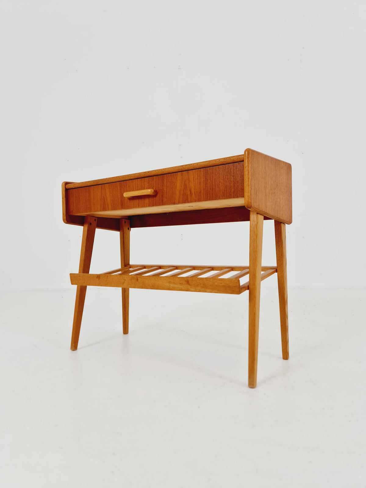 Rare big Midcentury Danish teak Vintage Side table/ Bedside table by Olholm Möbelfabrik, Denmark, 1960s,