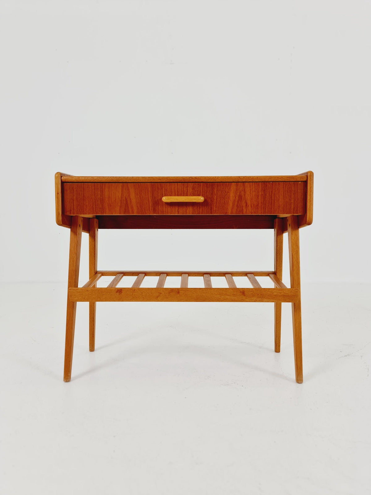 Rare big Midcentury Danish teak Vintage Side table/ Bedside table by Olholm Möbelfabrik, Denmark, 1960s,