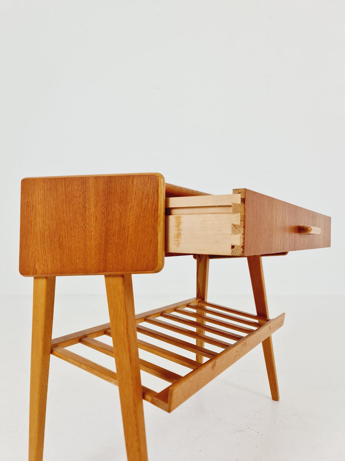 Rare big Midcentury Danish teak Vintage Side table/ Bedside table by Olholm Möbelfabrik, Denmark, 1960s,