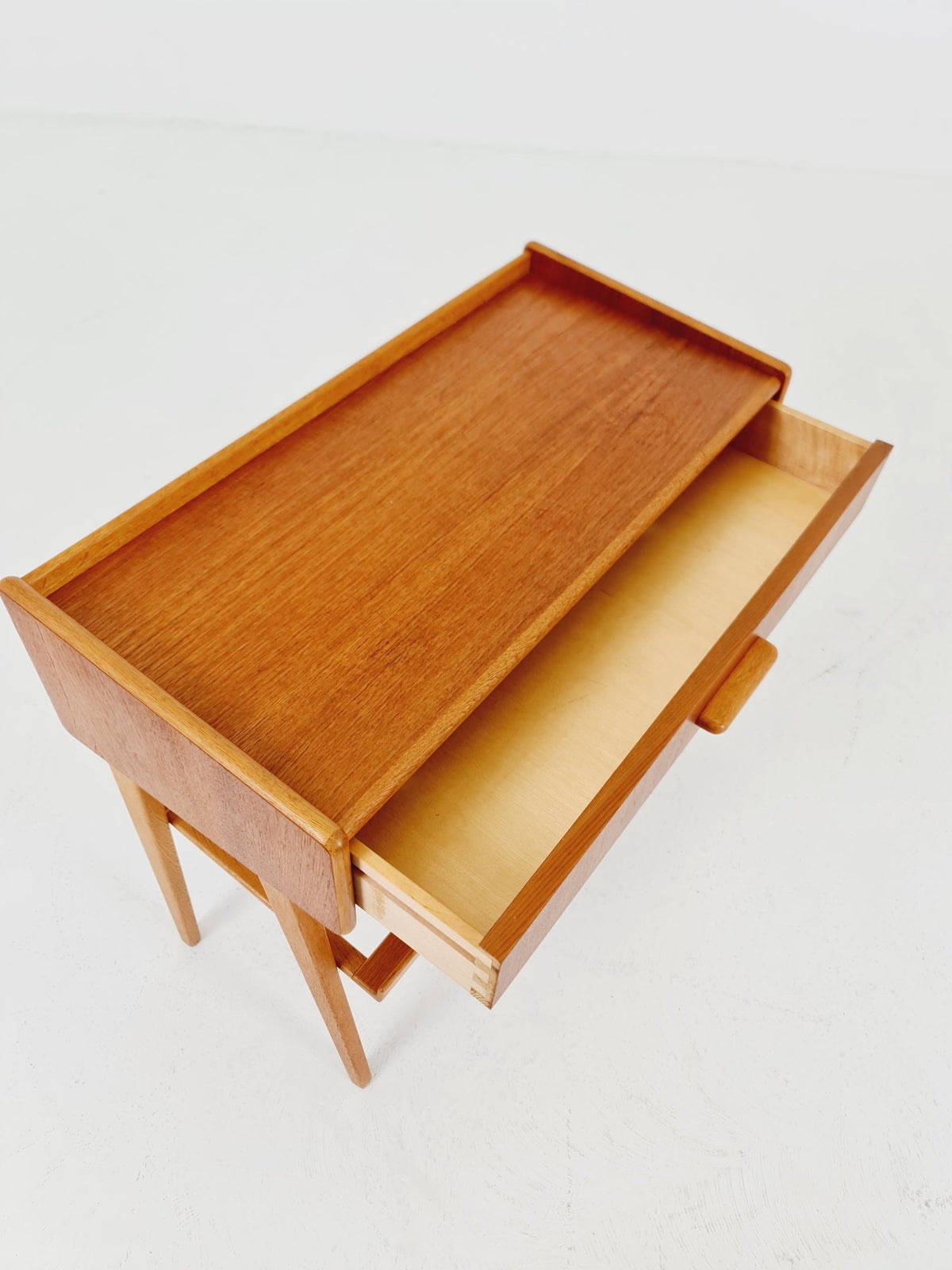Rare big Midcentury Danish teak Vintage Side table/ Bedside table by Olholm Möbelfabrik, Denmark, 1960s,