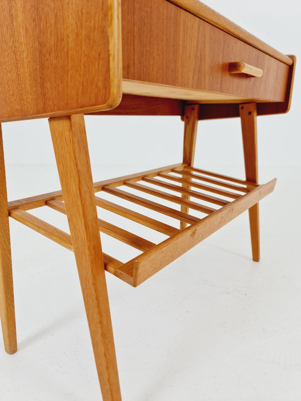 Rare big Midcentury Danish teak Vintage Side table/ Bedside table by Olholm Möbelfabrik, Denmark, 1960s,
