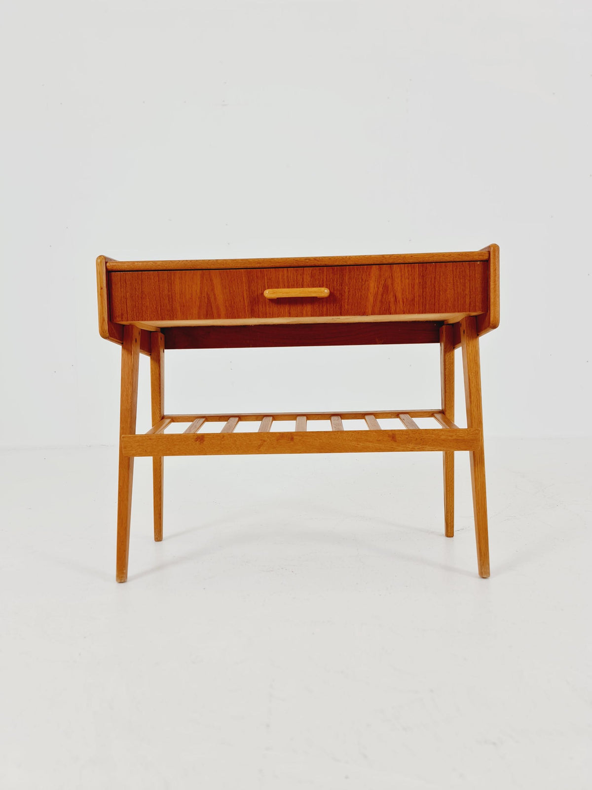 Rare big Midcentury Danish teak Vintage Side table/ Bedside table by Olholm Möbelfabrik, Denmark, 1960s,