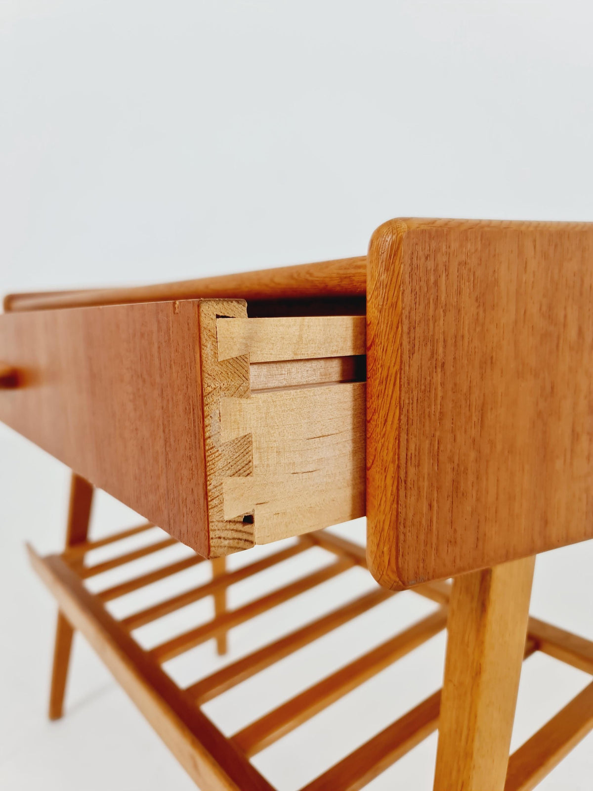 Rare big Midcentury Danish teak Vintage Side table/ Bedside table by Olholm Möbelfabrik, Denmark, 1960s,
