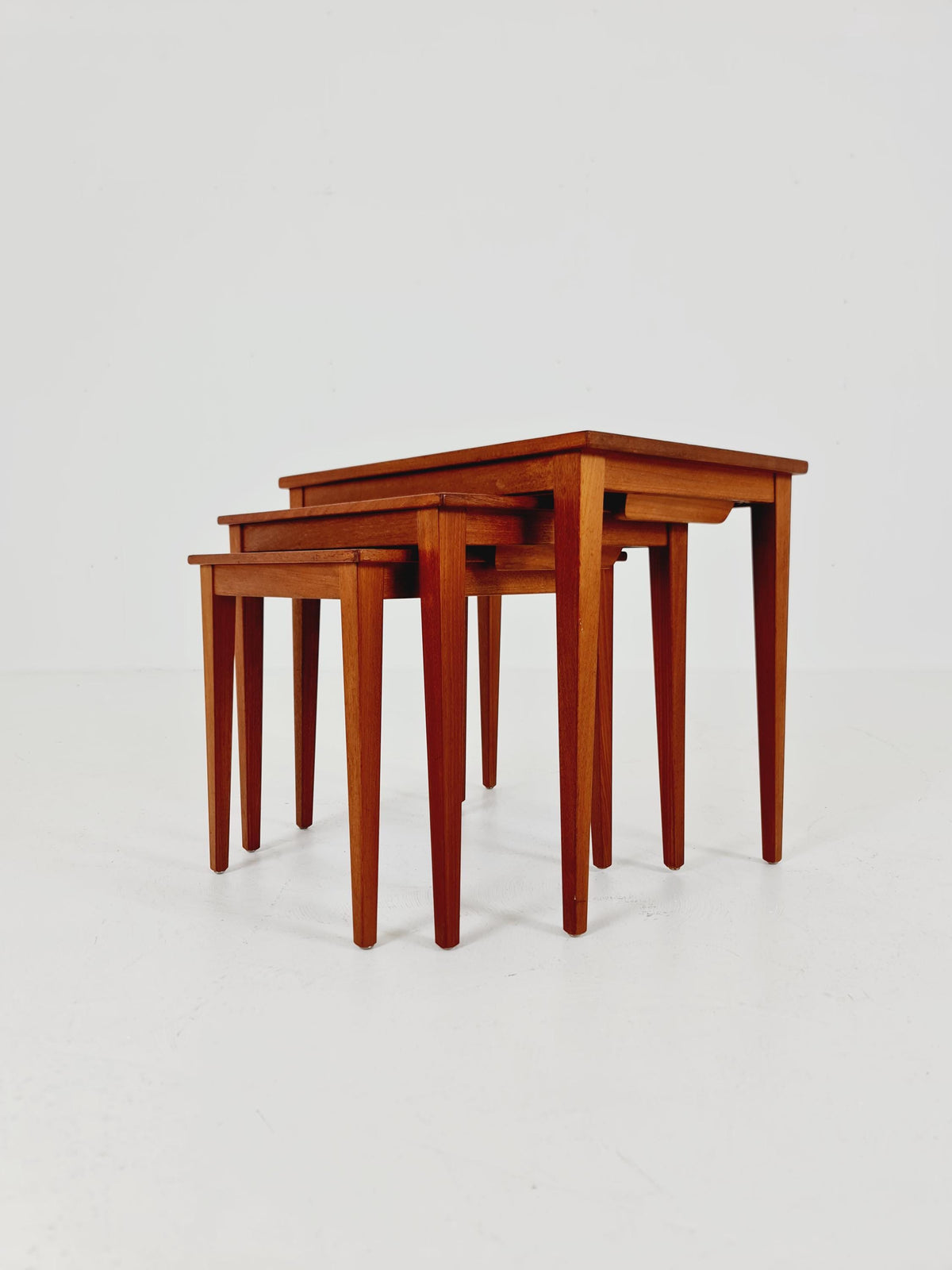 Midcentury danish teak + ceramic nesting tables/ side tables by Kvalitet Möbler, 1960s