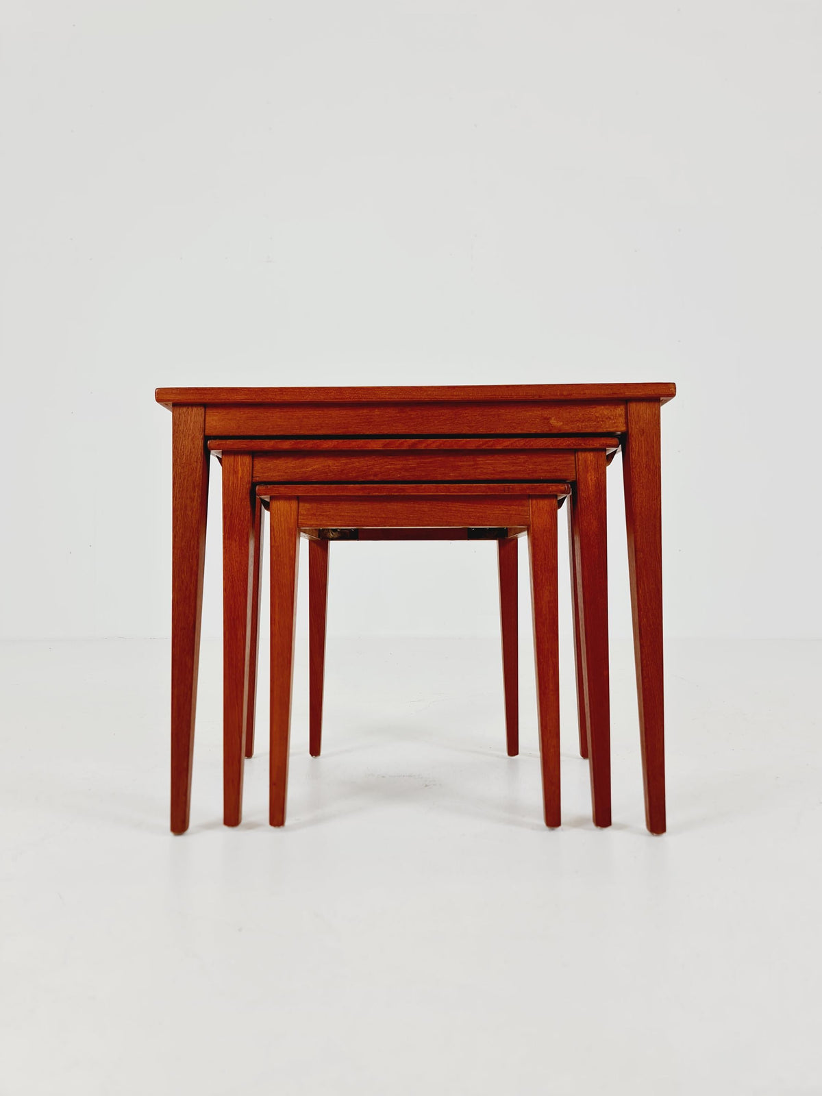 Midcentury danish teak + ceramic nesting tables/ side tables by Kvalitet Möbler, 1960s