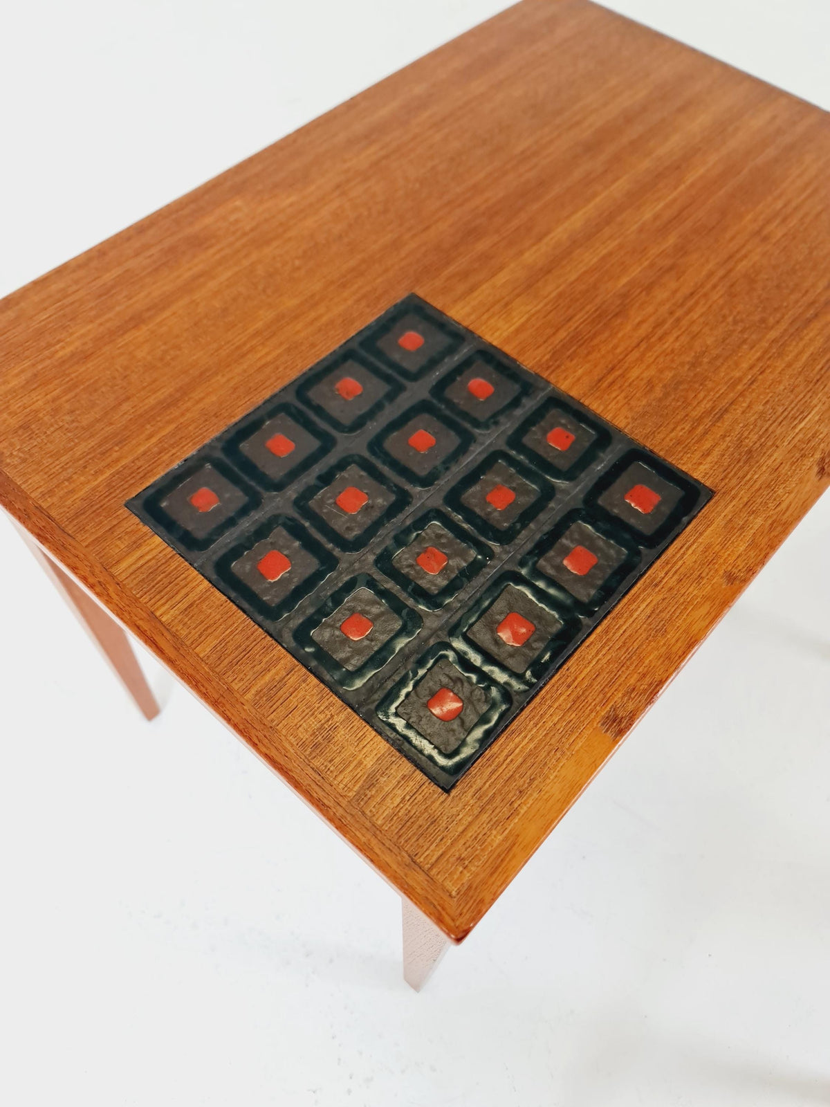Midcentury danish teak + ceramic nesting tables/ side tables by Kvalitet Möbler, 1960s