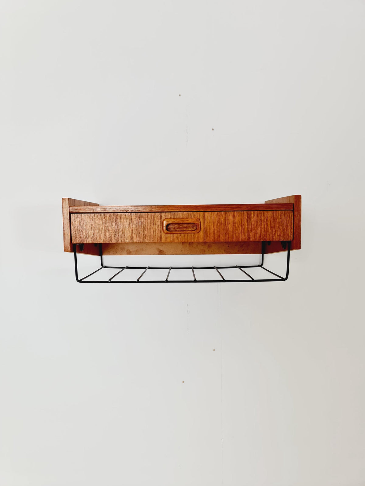 Swedish teak hanging telephone table shelf/ bedside table/ nightstand from the 60s