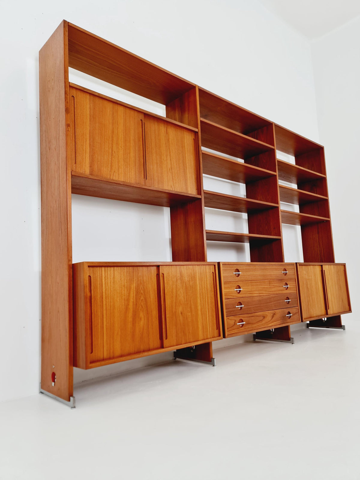 Mid-Century Danish Modern Teak RY 100 Wall Unit & Room Divider by Hans J. Wegner for RY Møbler, 1960s