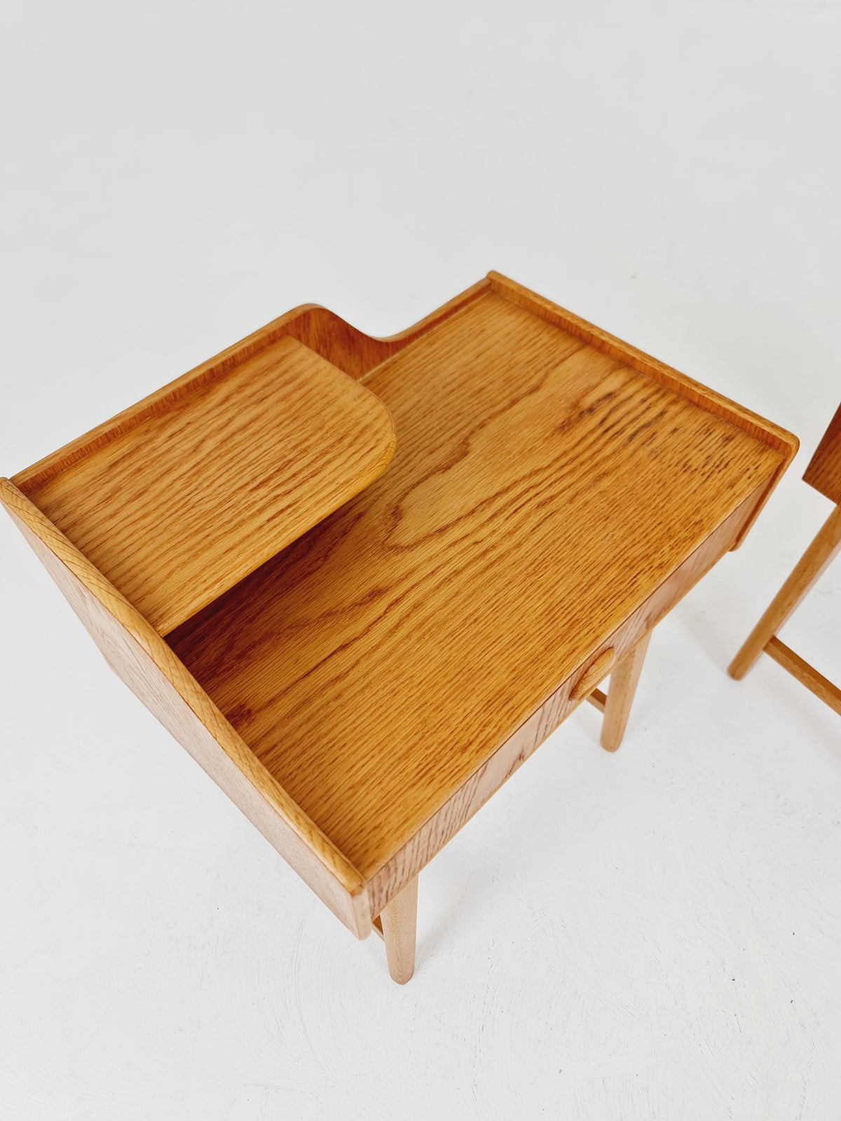 Pair of Swedish Midcentury Oak Vintage Side table/ Bedside table/ Night stand by Talgo 1960s