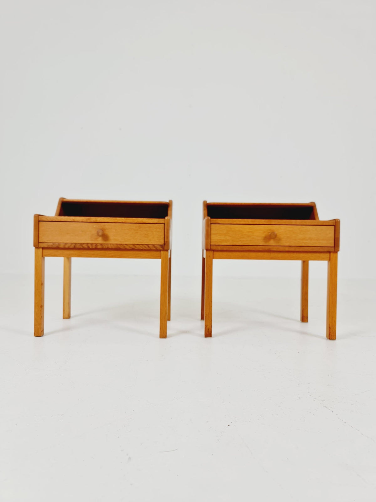 Pair of Swedish Midcentury Oak Vintage Side table/ Bedside table/ Night stand 1960s