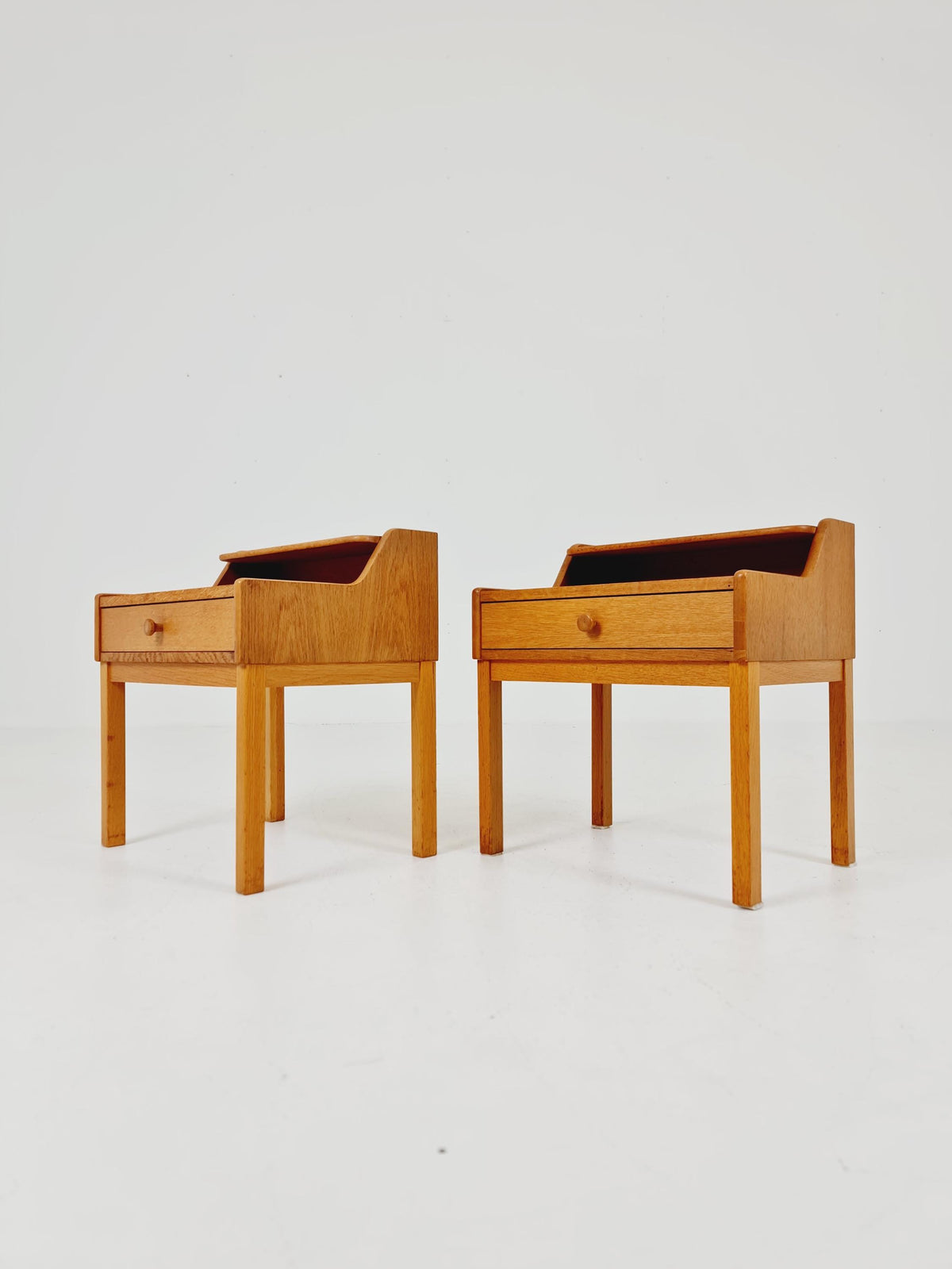 Pair of Swedish Midcentury Oak Vintage Side table/ Bedside table/ Night stand 1960s