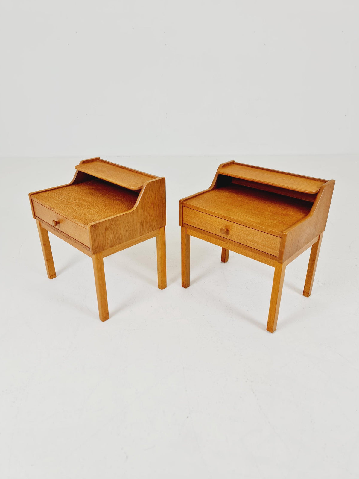 Pair of Swedish Midcentury Oak Vintage Side table/ Bedside table/ Night stand 1960s