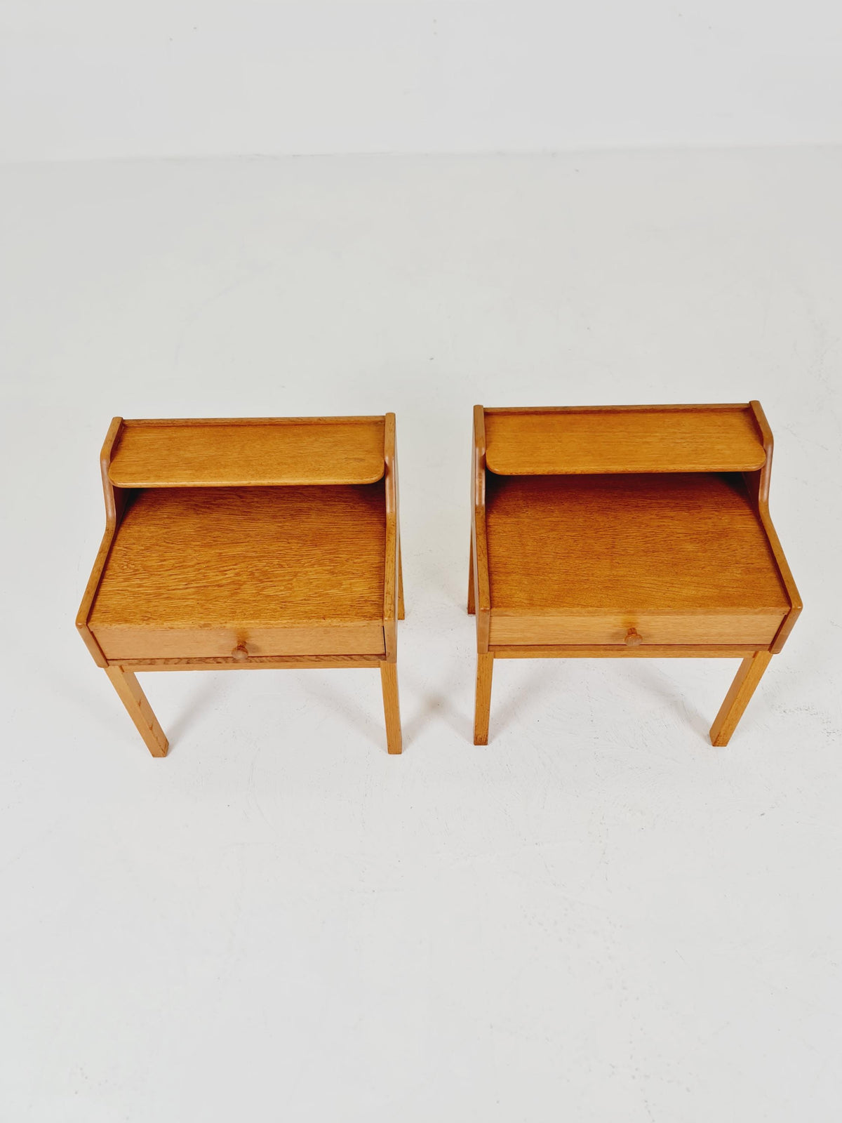 Pair of Swedish Midcentury Oak Vintage Side table/ Bedside table/ Night stand 1960s