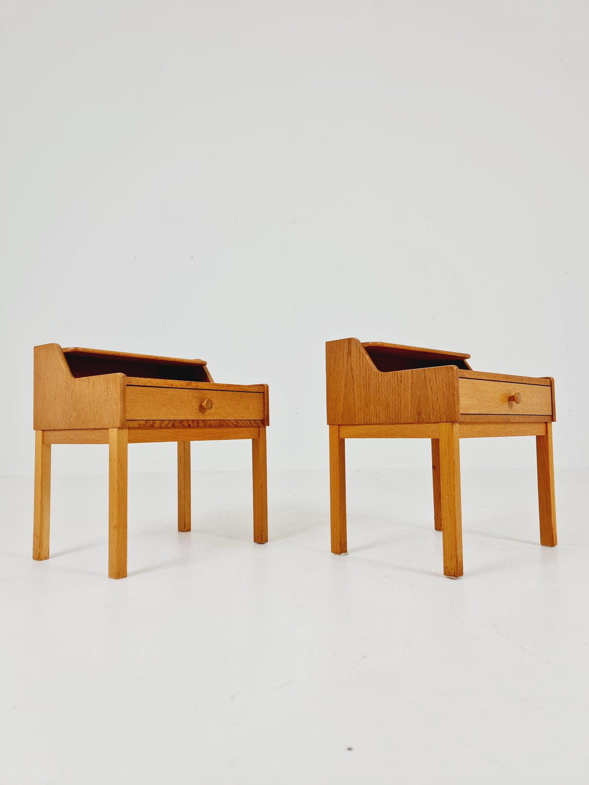 Pair of Swedish Midcentury Oak Vintage Side table/ Bedside table/ Night stand 1960s