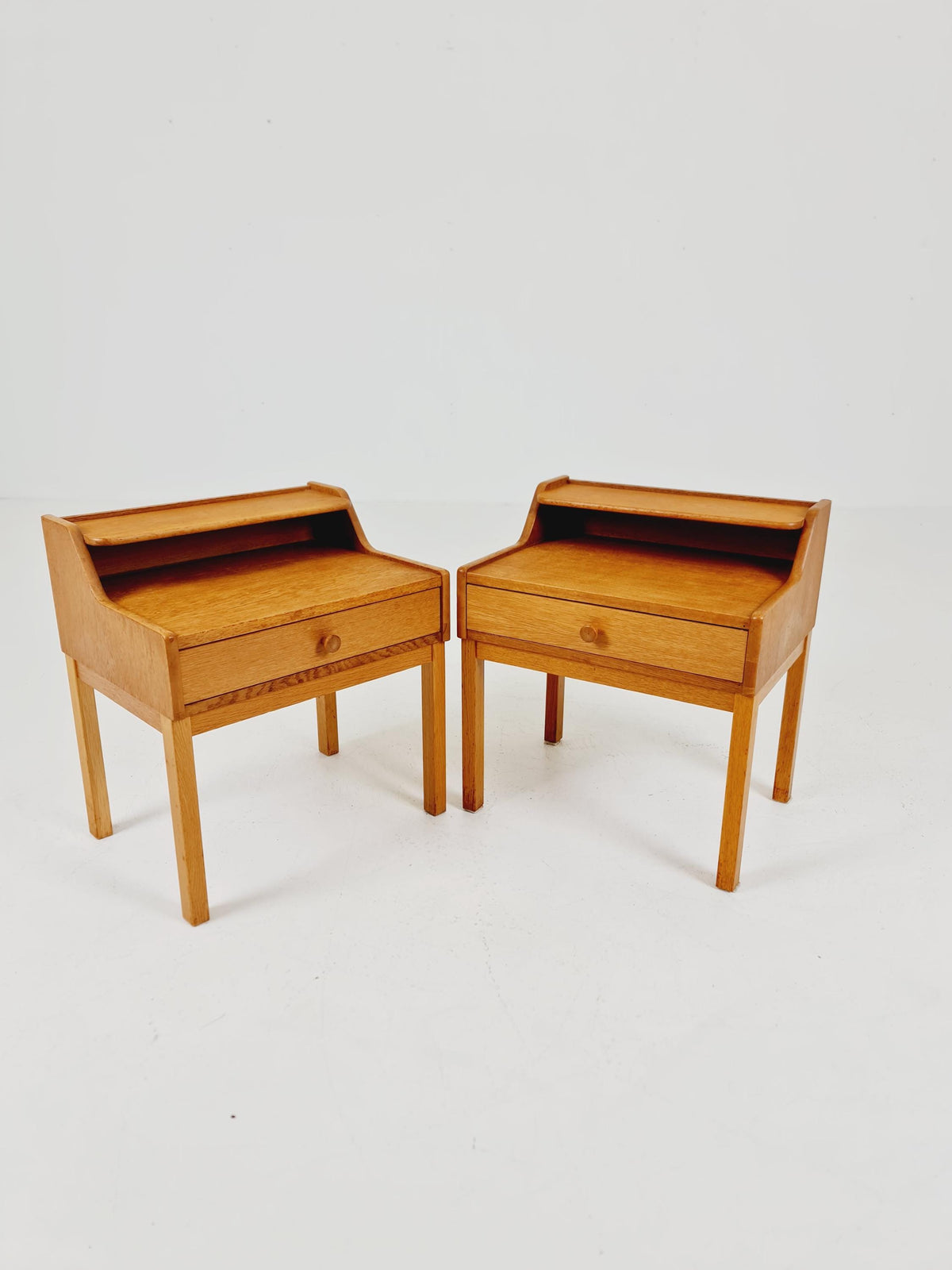 Pair of Swedish Midcentury Oak Vintage Side table/ Bedside table/ Night stand 1960s