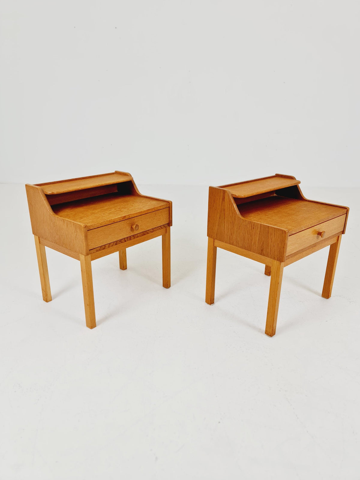 Pair of Swedish Midcentury Oak Vintage Side table/ Bedside table/ Night stand 1960s