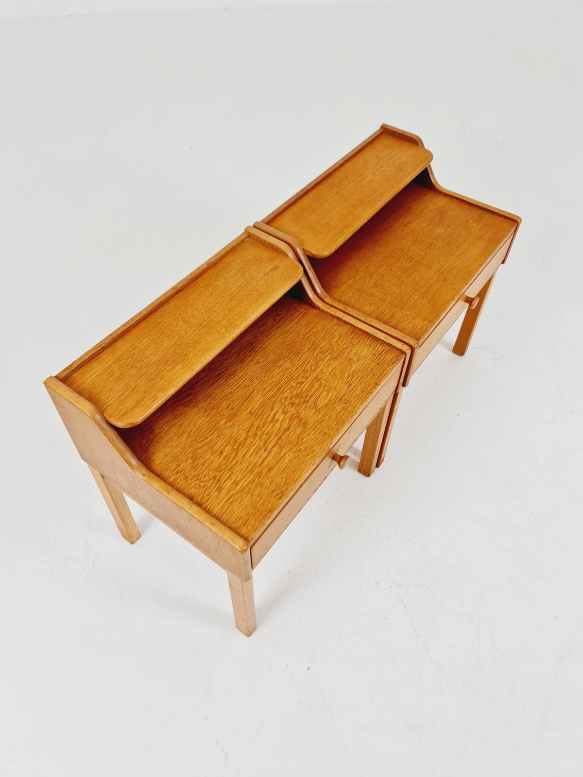 Pair of Swedish Midcentury Oak Vintage Side table/ Bedside table/ Night stand 1960s