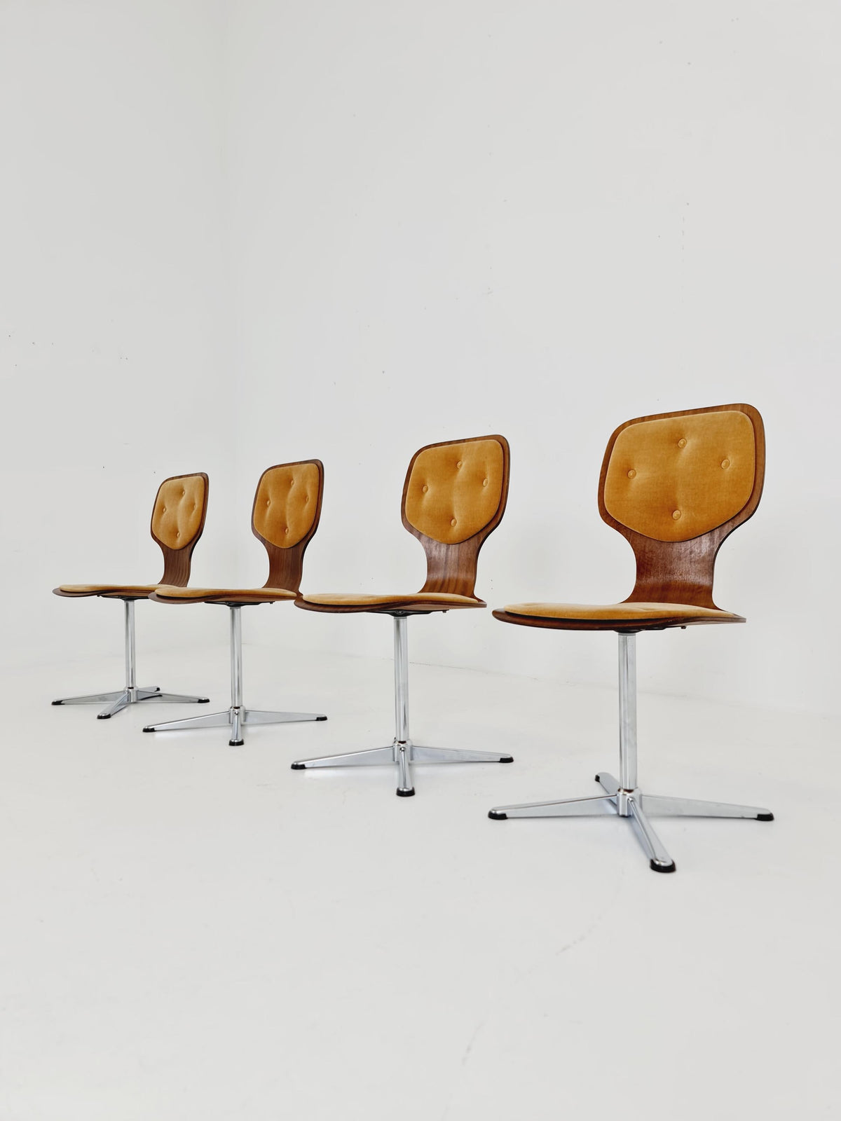 German space age teak dinning chairs 1970s Set of 4