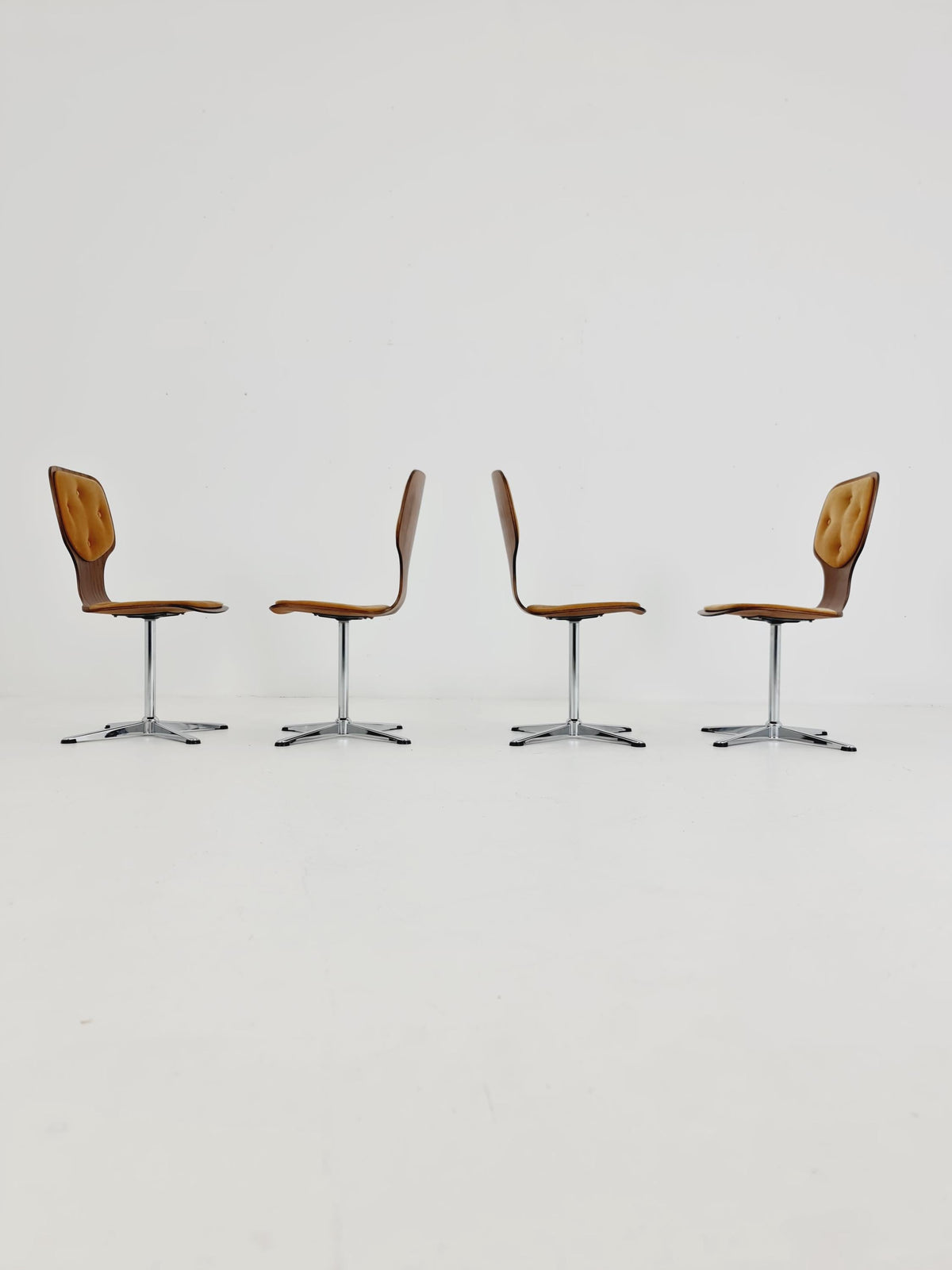 German space age teak dinning chairs 1970s Set of 4