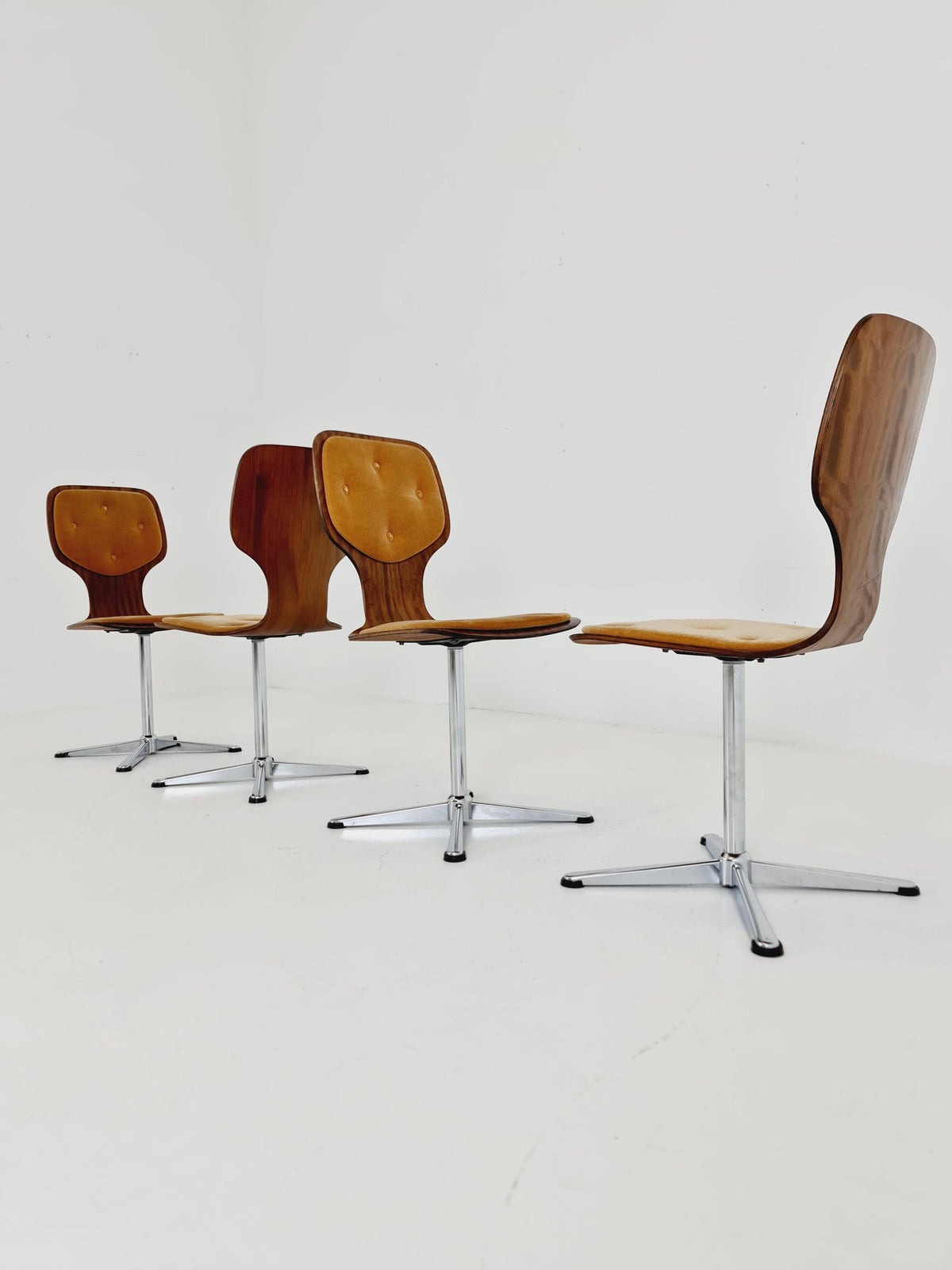 German space age teak dinning chairs 1970s Set of 4