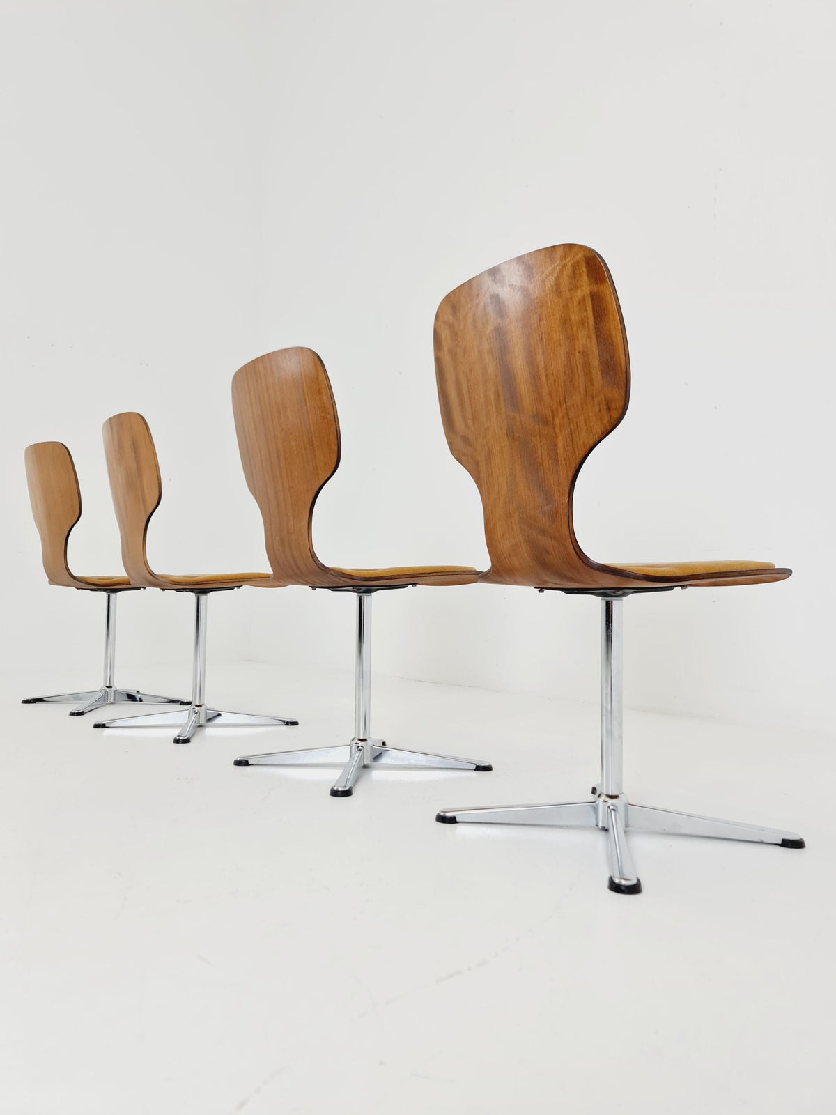 German space age teak dinning chairs 1970s Set of 4
