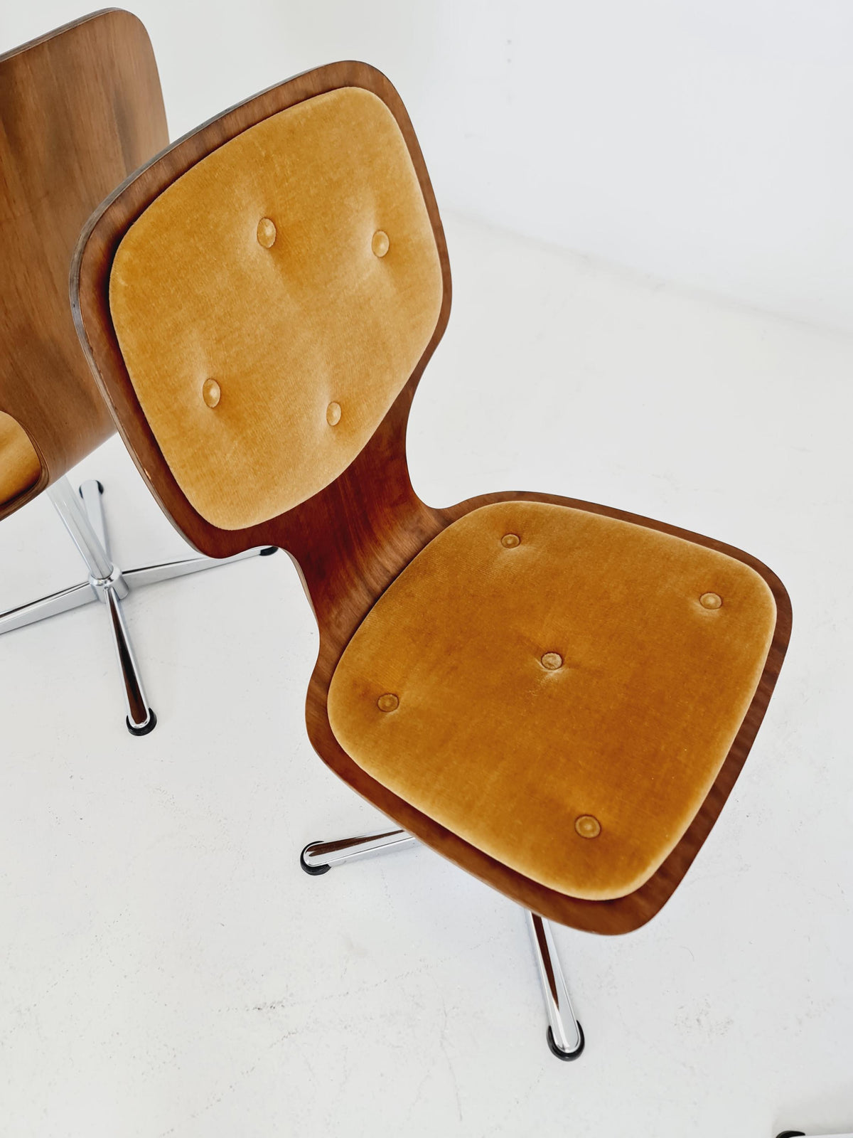 German space age teak dinning chairs 1970s Set of 4