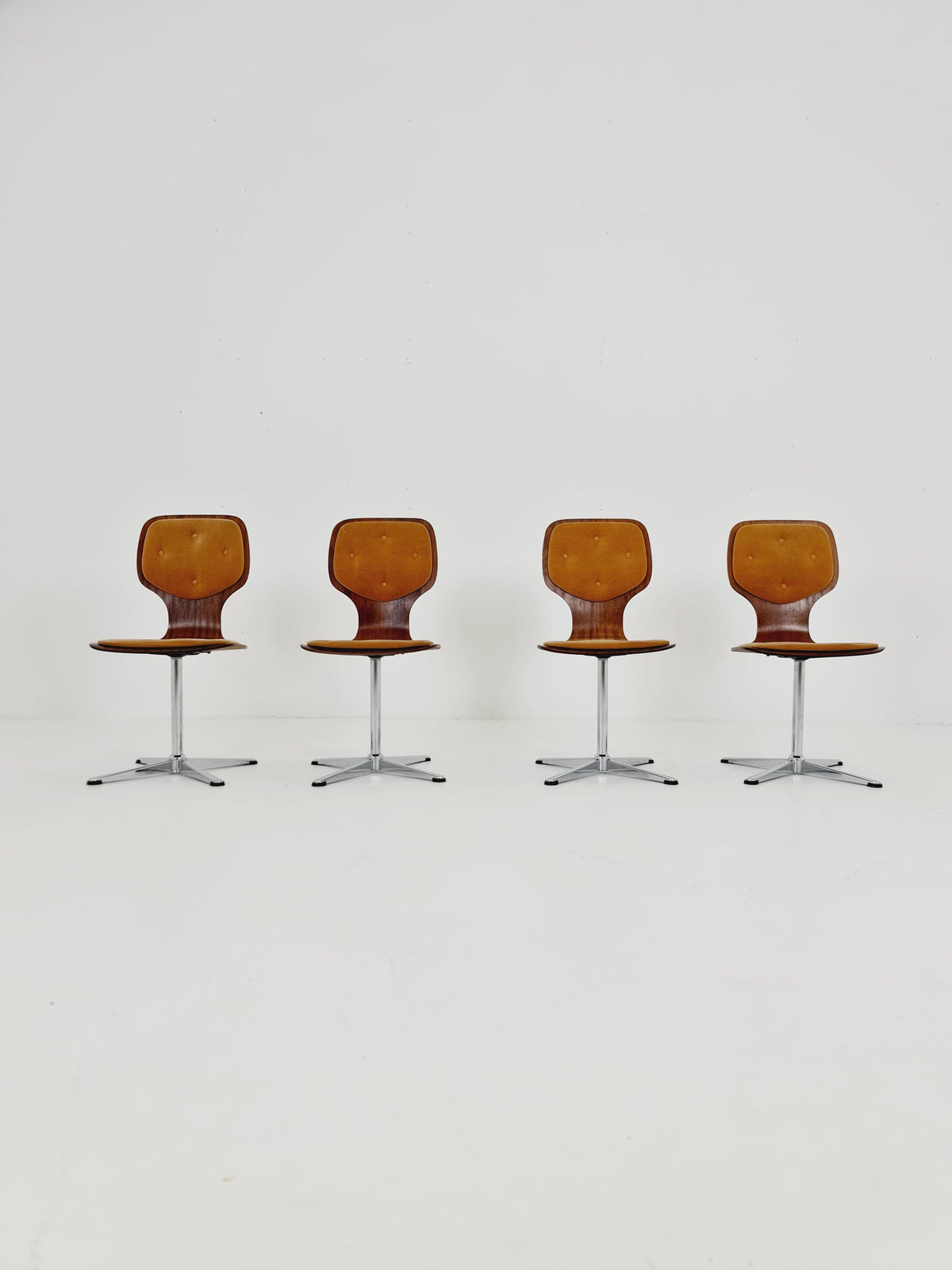 German space age teak dinning chairs 1970s Set of 4