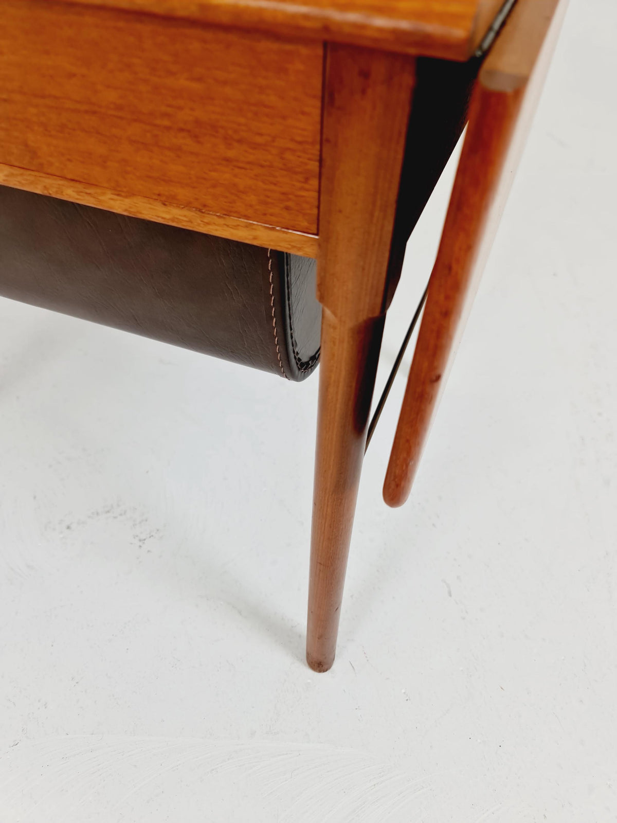 Vintage Danish teak and rattan sewing table/ side table cabinet , 1960s