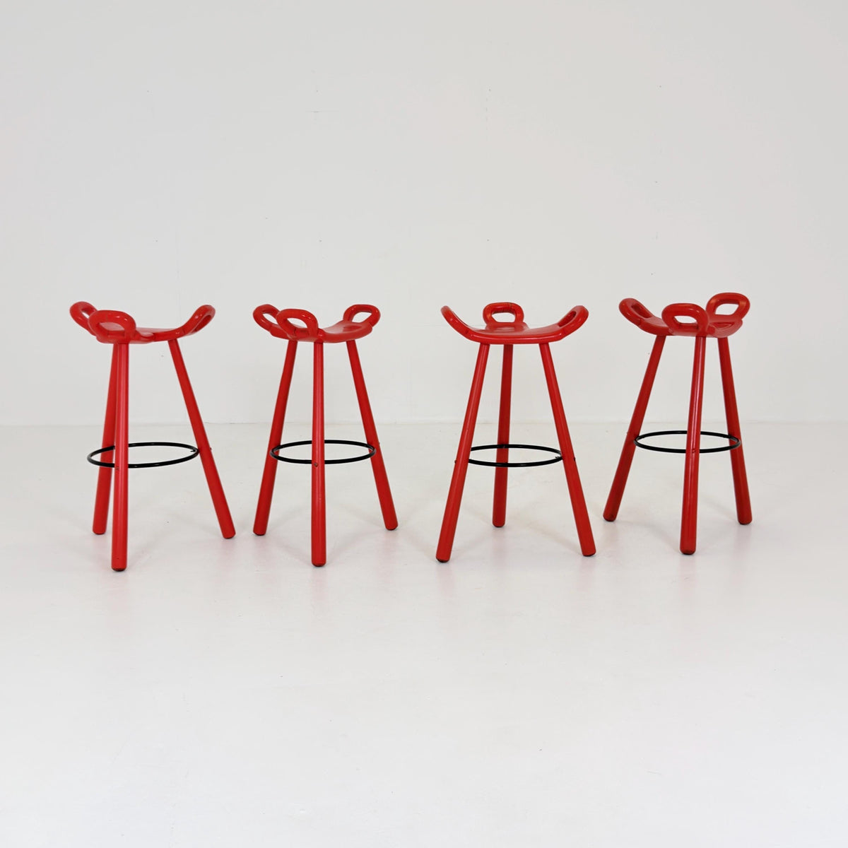 Set of 4 Marbella Brutalist Bar Stools by Sergio Rodriguez for Conformorm Spain 1970s