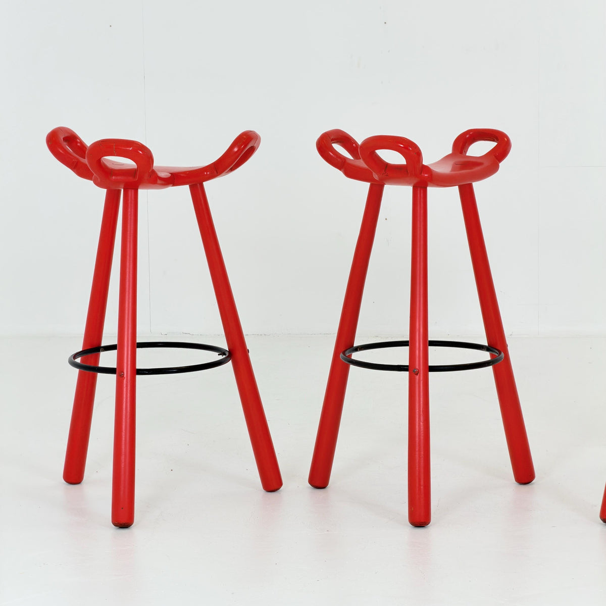 Set of 4 Marbella Brutalist Bar Stools by Sergio Rodriguez for Conformorm Spain 1970s