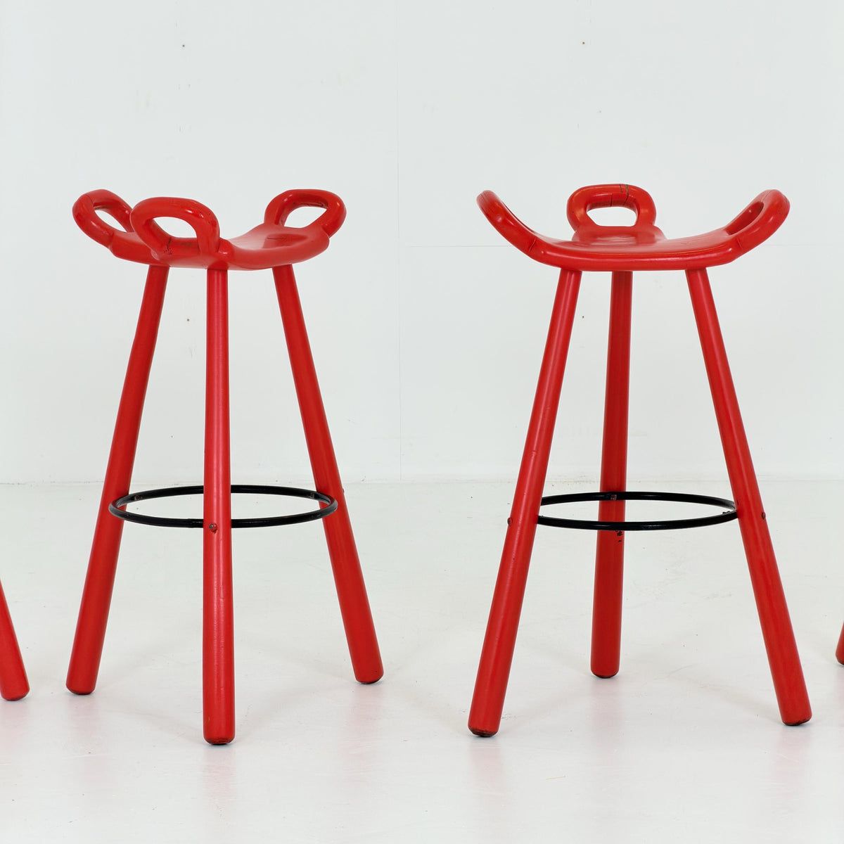 Set of 4 Marbella Brutalist Bar Stools by Sergio Rodriguez for Conformorm Spain 1970s