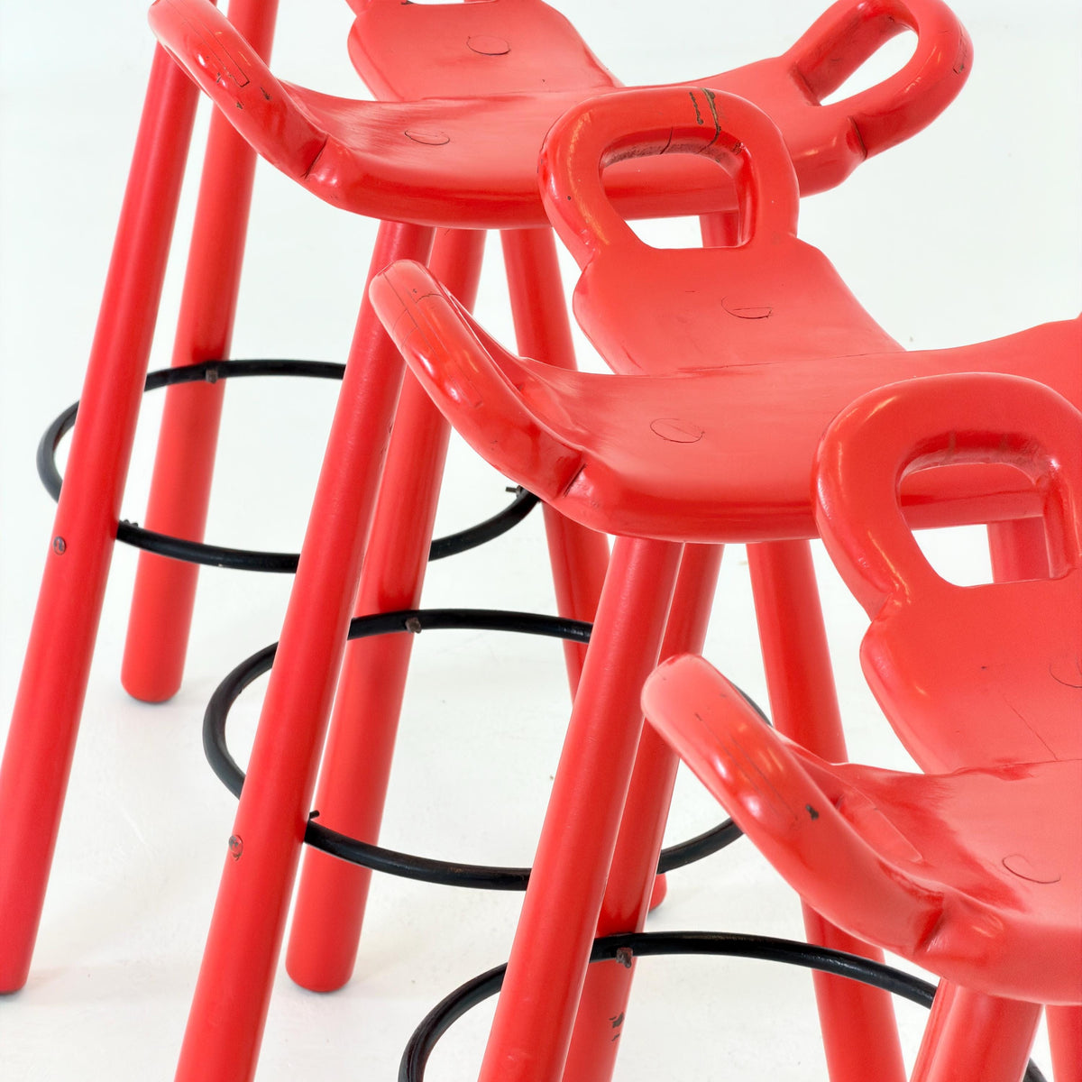 Set of 4 Marbella Brutalist Bar Stools by Sergio Rodriguez for Conformorm Spain 1970s