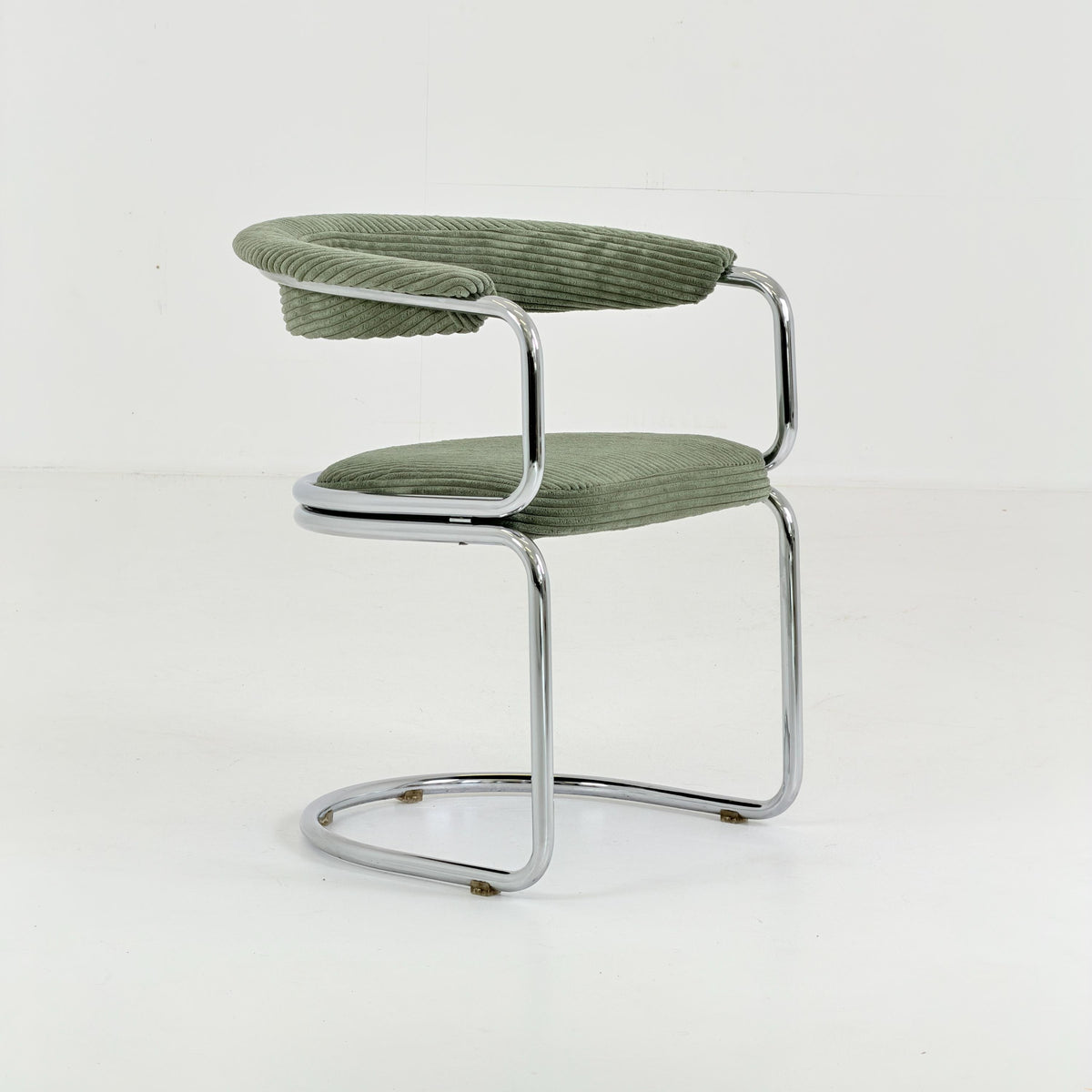 Mid Century Bauhaus Green velvet Dining armchair by Giotto Stoppino, Italy, 1970s
