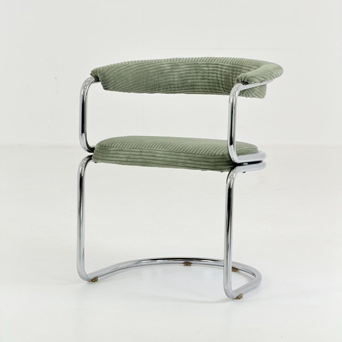 Mid Century Bauhaus Green velvet Dining armchair by Giotto Stoppino, Italy, 1970s